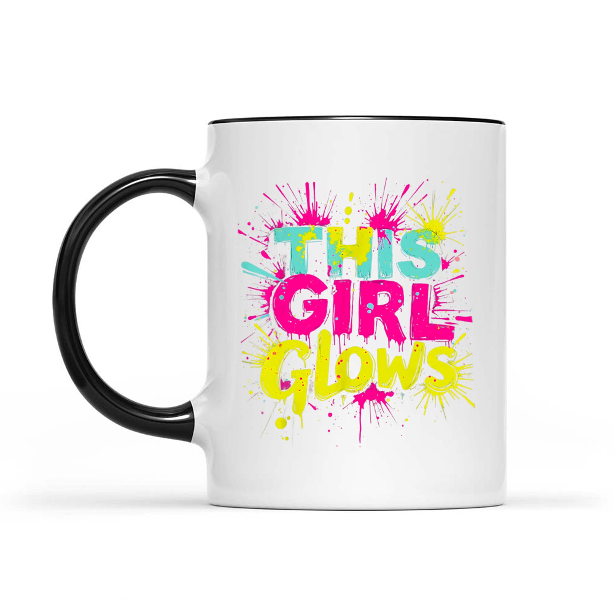 This Girl Glows Retro Tie Dye Neon Bright Colors 80s 90s Aesthetic Mug