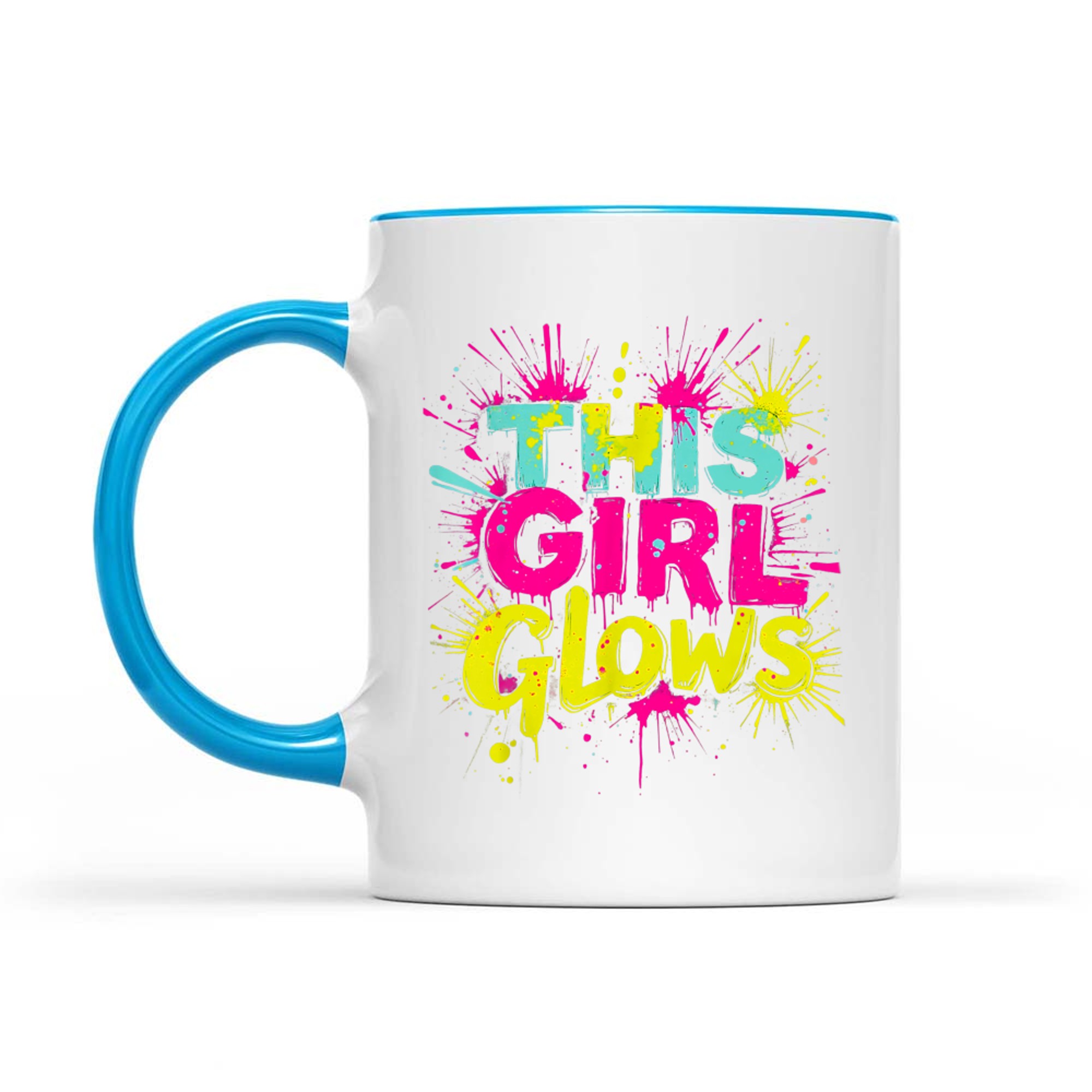 This Girl Glows Retro Tie Dye Neon Bright Colors 80s 90s Aesthetic Mug