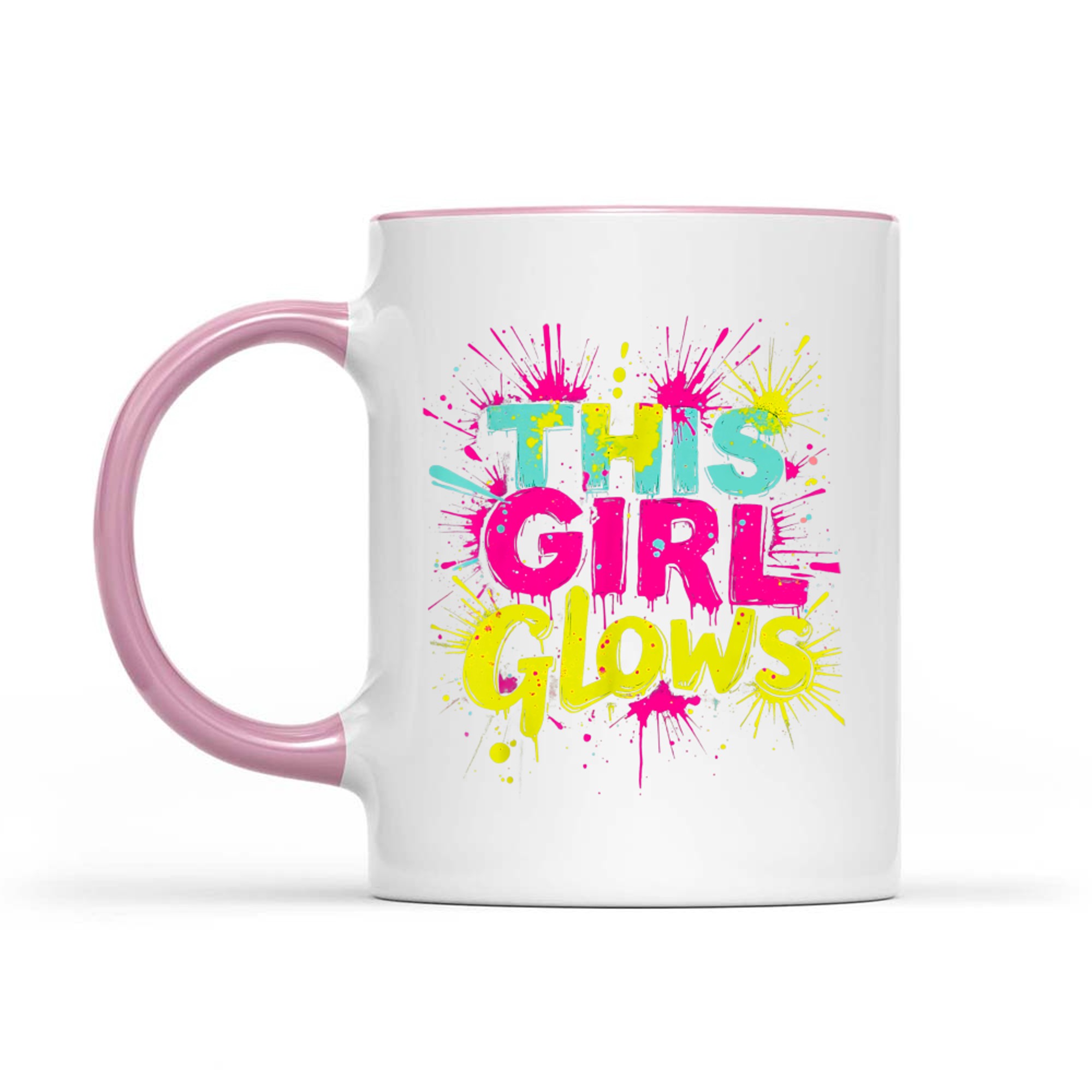 This Girl Glows Retro Tie Dye Neon Bright Colors 80s 90s Aesthetic Mug