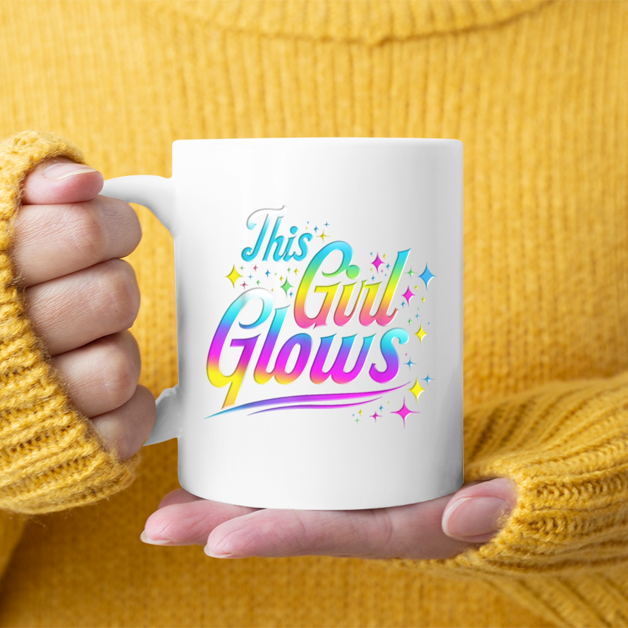 This Girl Glows Tie Dye Bright Colors 80s And 90s Mug