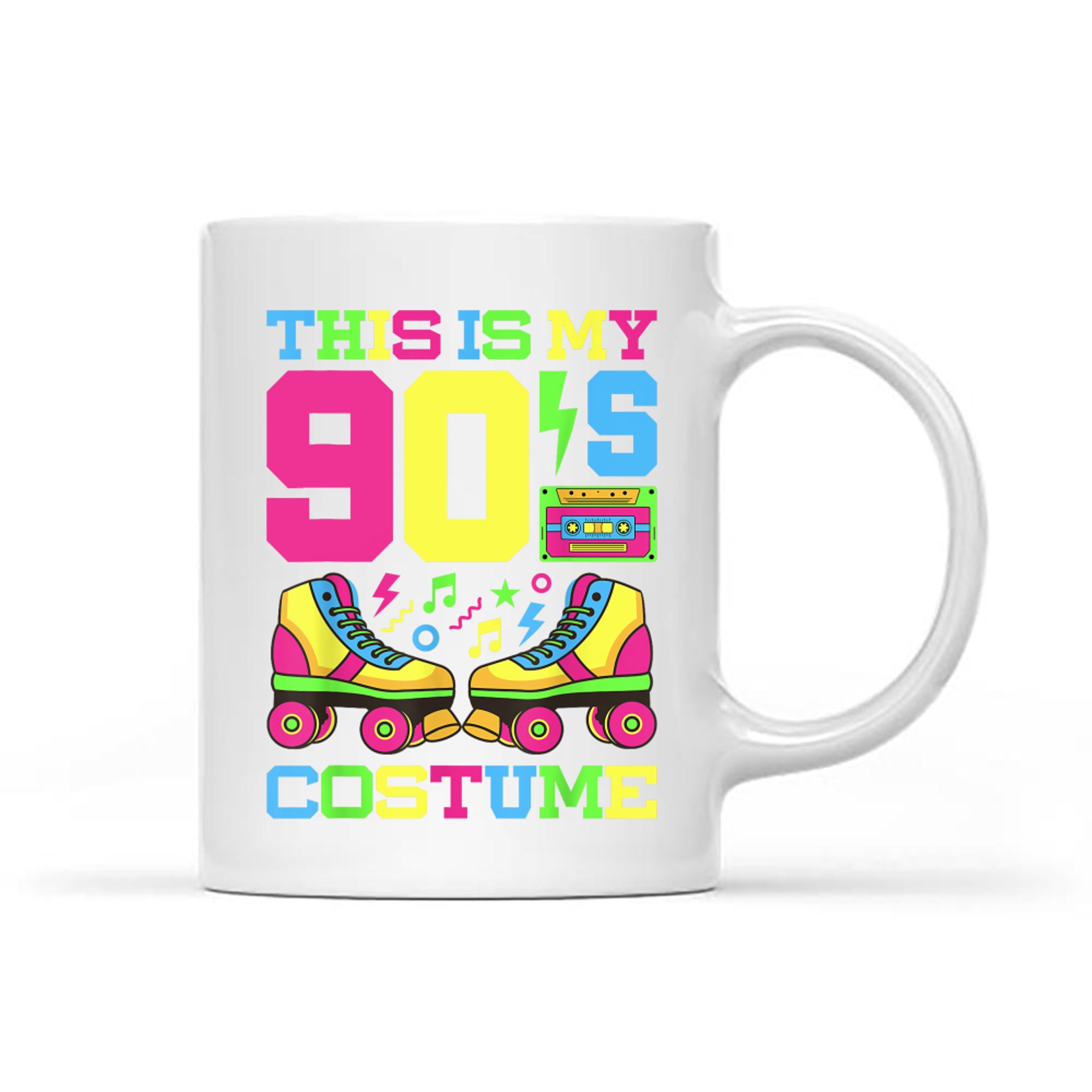 This Is My 90s Costume Funny Neon Retro Roller Skates 1990s Party Mug