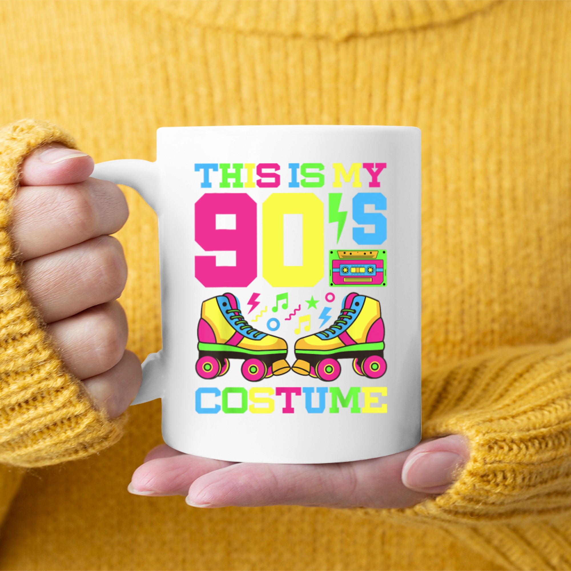 This Is My 90s Costume Funny Neon Retro Roller Skates 1990s Party Mug