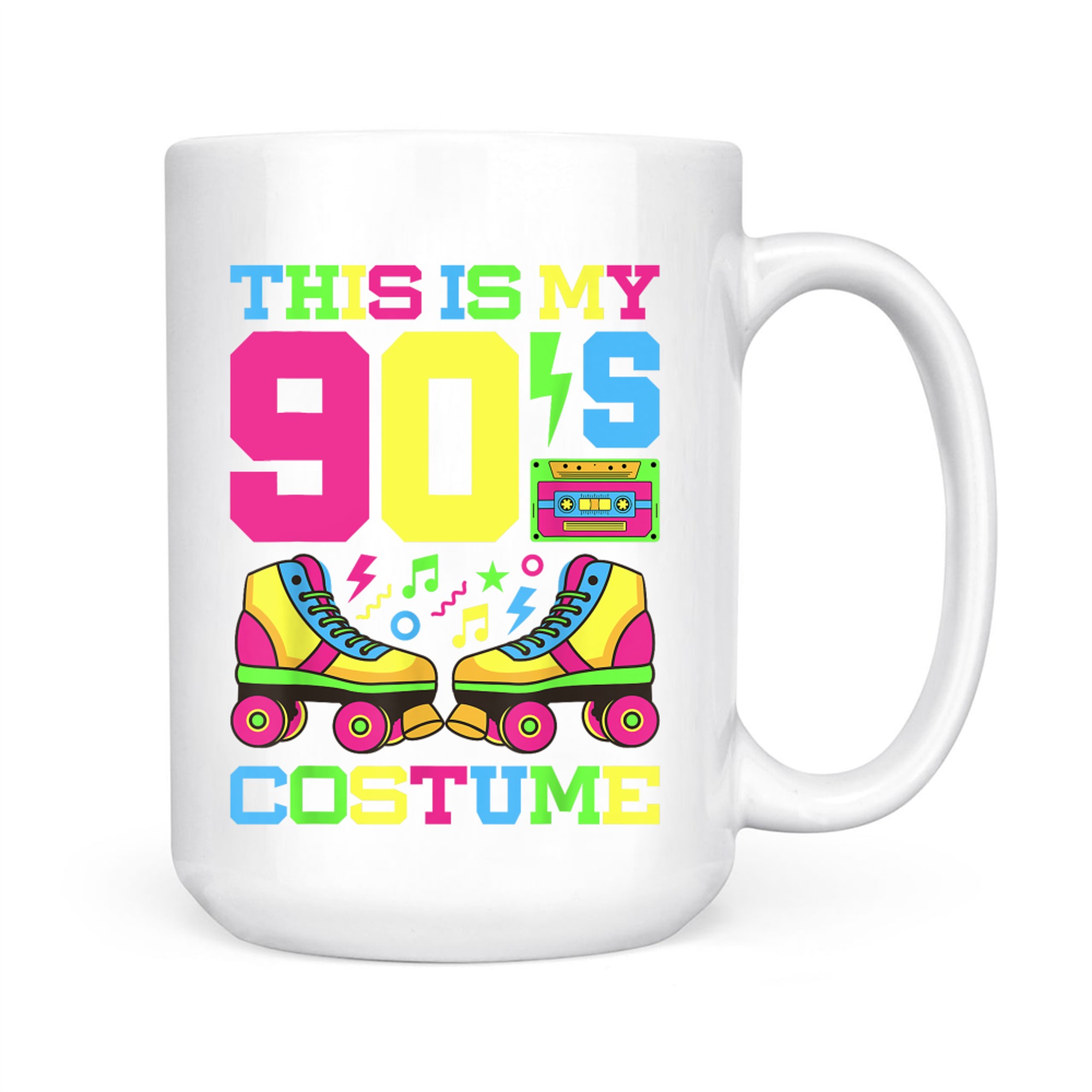 This Is My 90s Costume Funny Neon Retro Roller Skates 1990s Party Mug