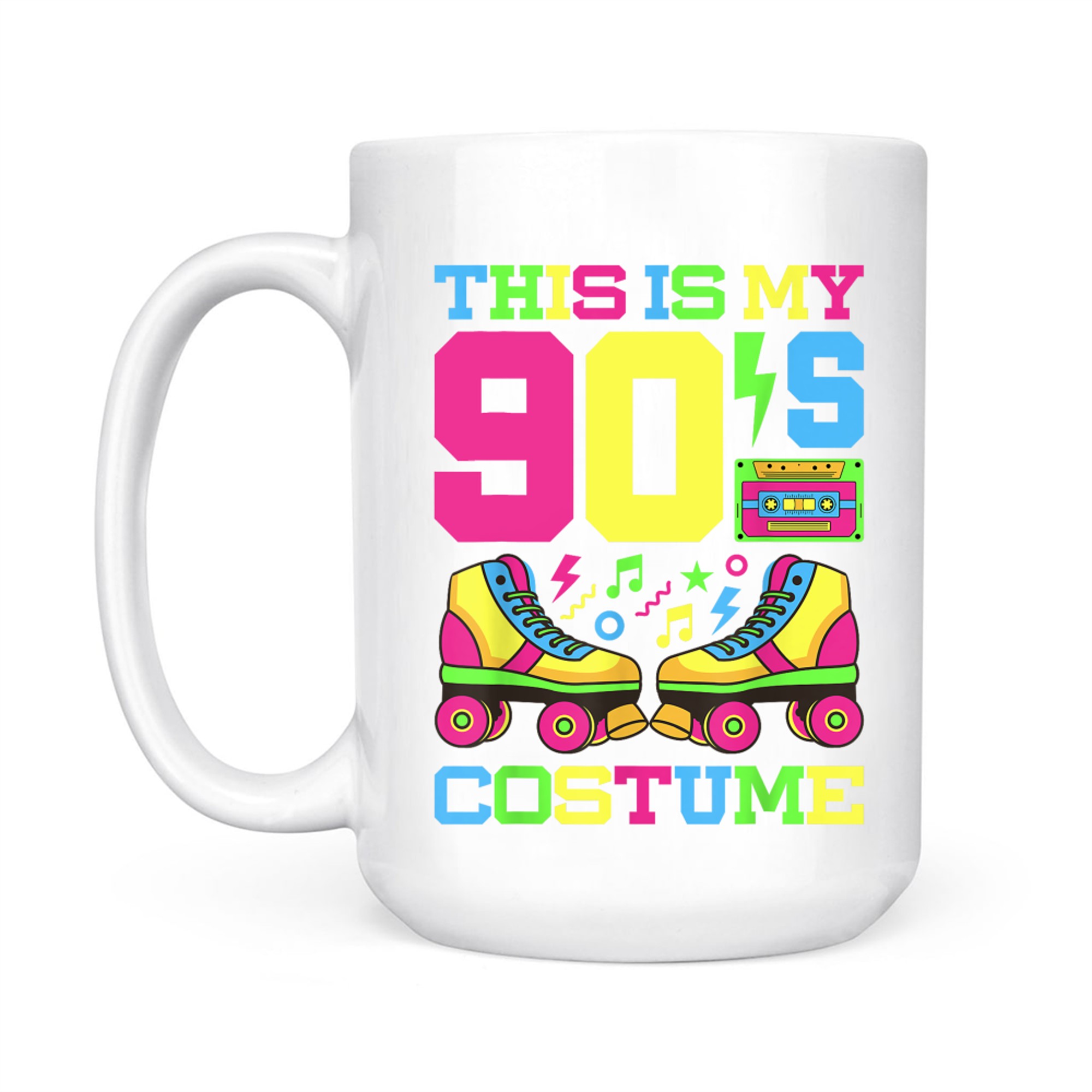 This Is My 90s Costume Funny Neon Retro Roller Skates 1990s Party Mug