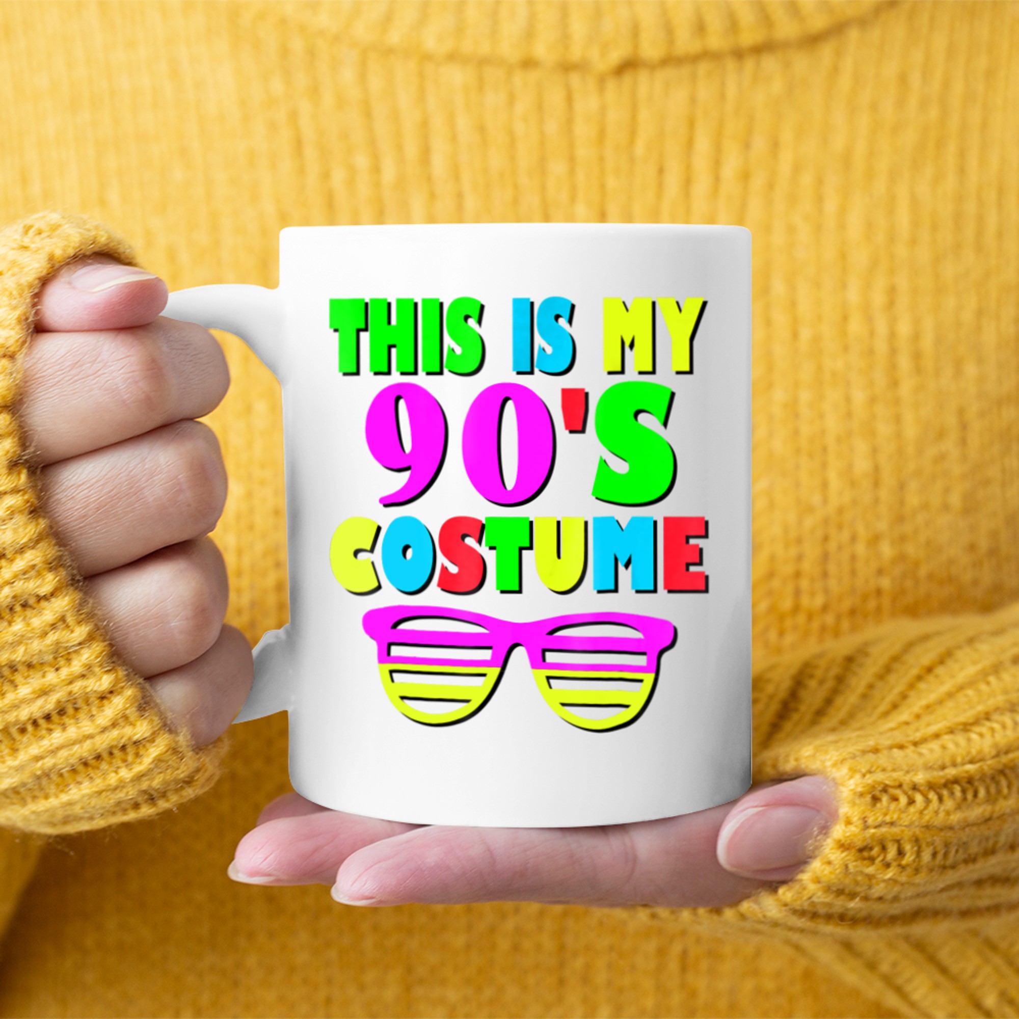 This Is My 90's Costume Funny Retro 80s 90s Party Neon Mug