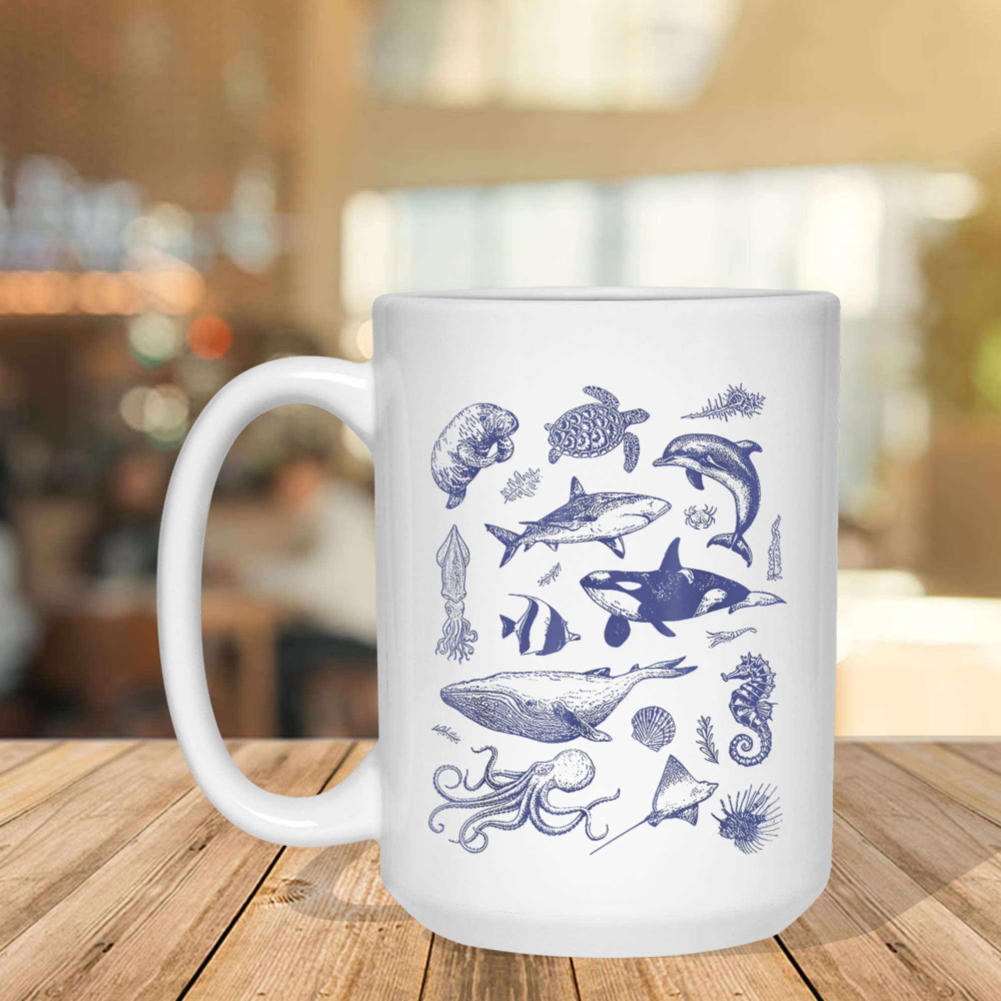 Vintage 90s Tattoo Sea Animal Ocean Mug
