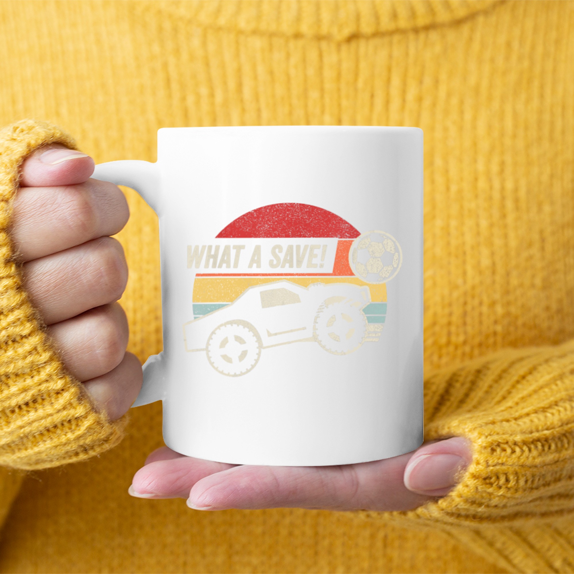 Vintage Retro What A Save! Rocket RC Soccer Car Gamer Mug