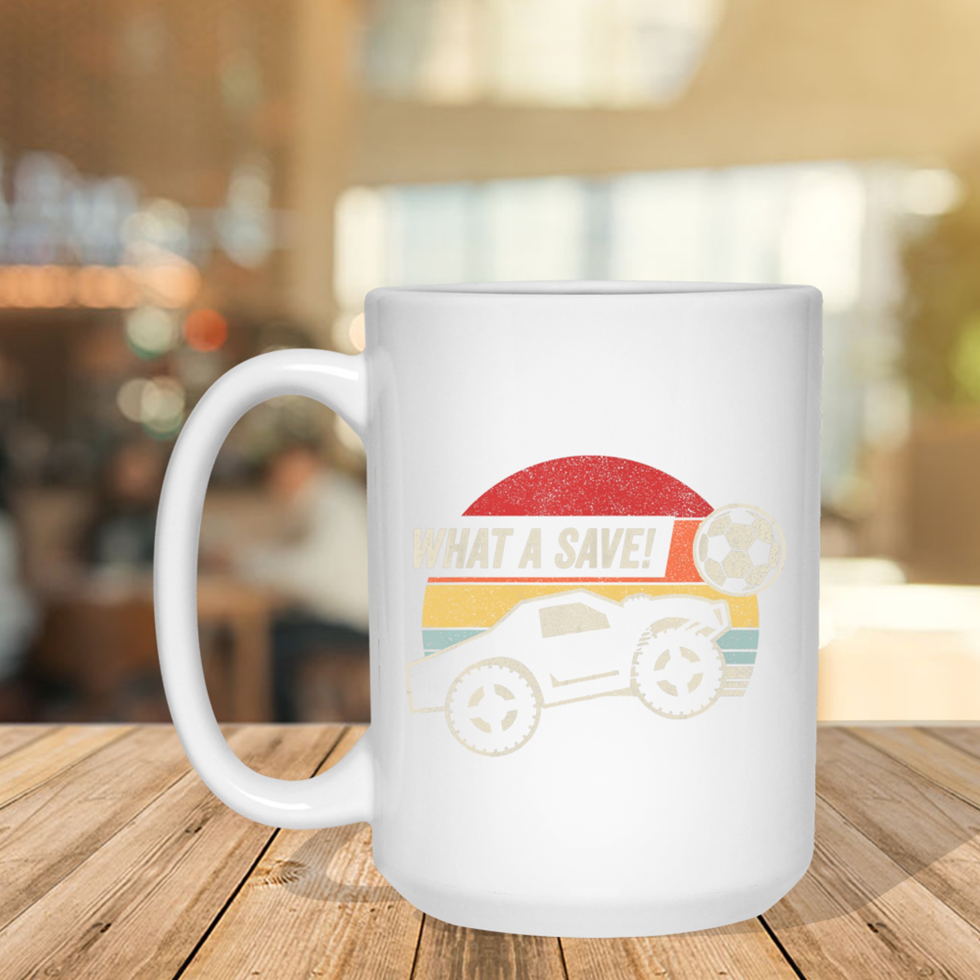 Vintage Retro What A Save! Rocket RC Soccer Car Gamer Mug