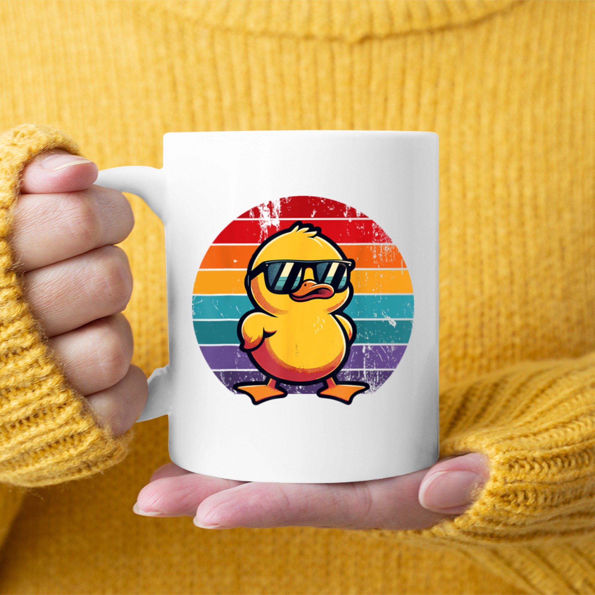 Yellow Duck Cool Retro In Sunglasses 70s 80s 90s Funny Duck Mug