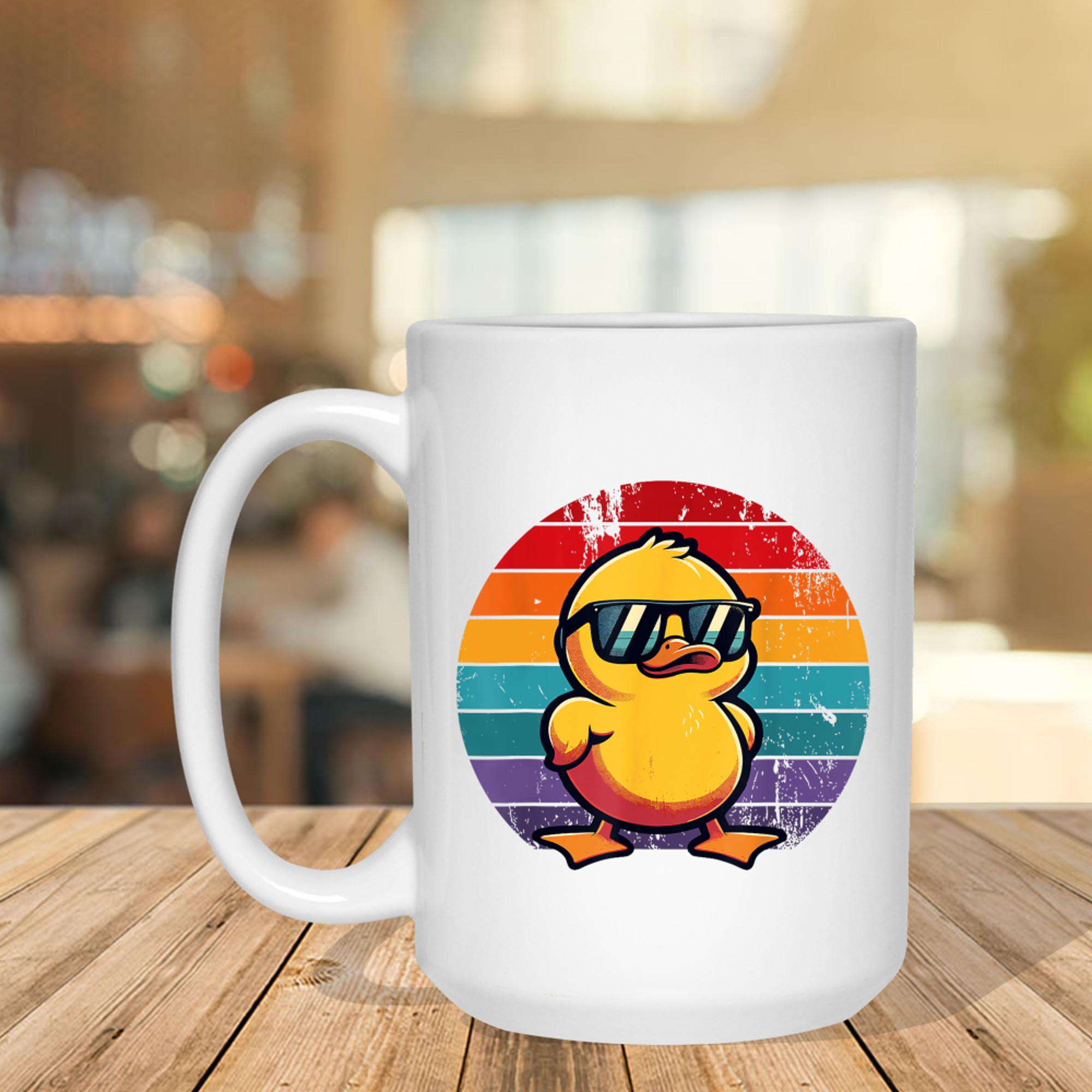 Yellow Duck Cool Retro In Sunglasses 70s 80s 90s Funny Duck Mug