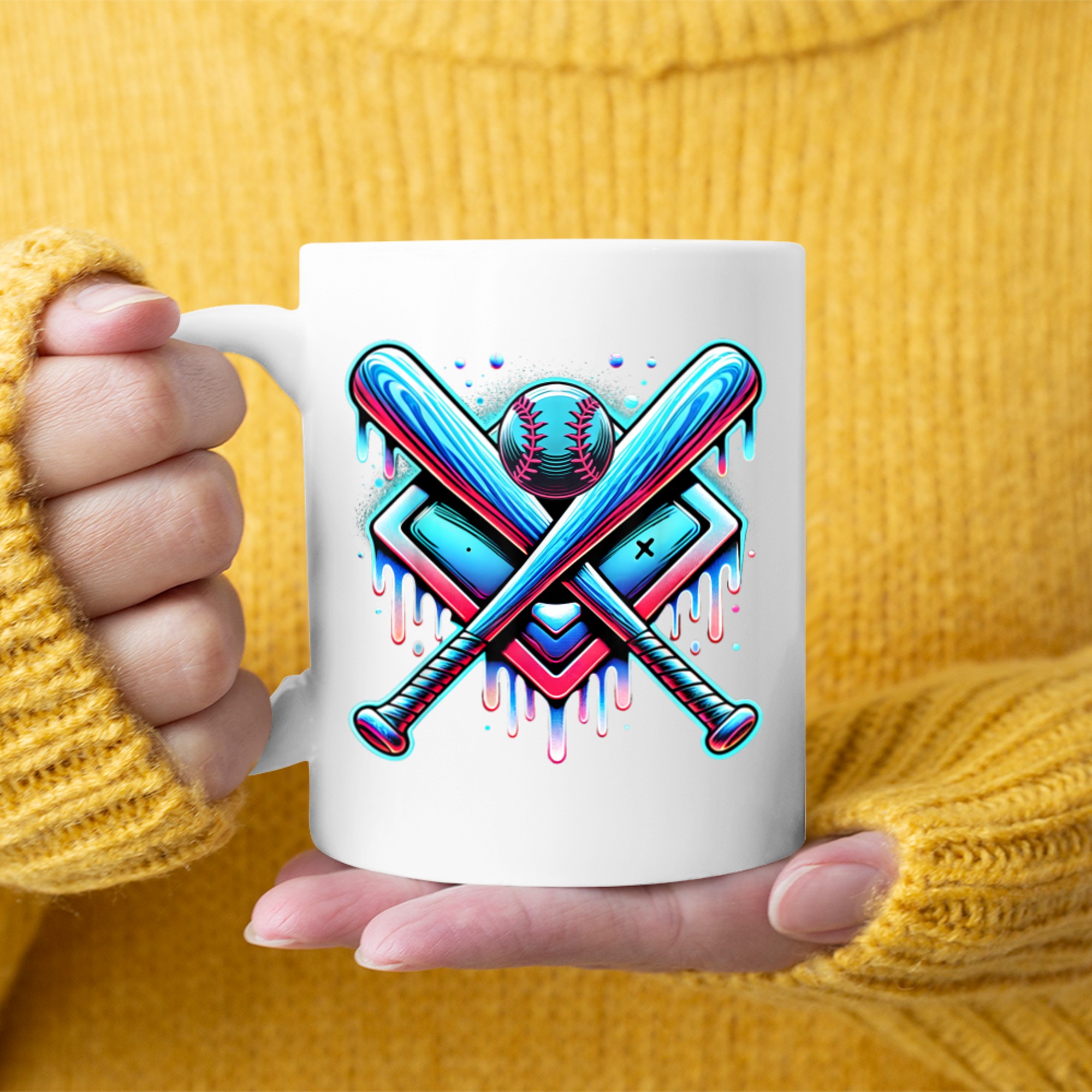 Baseball Dripping Ice Cream Drip Youth Boys Baseball Mug