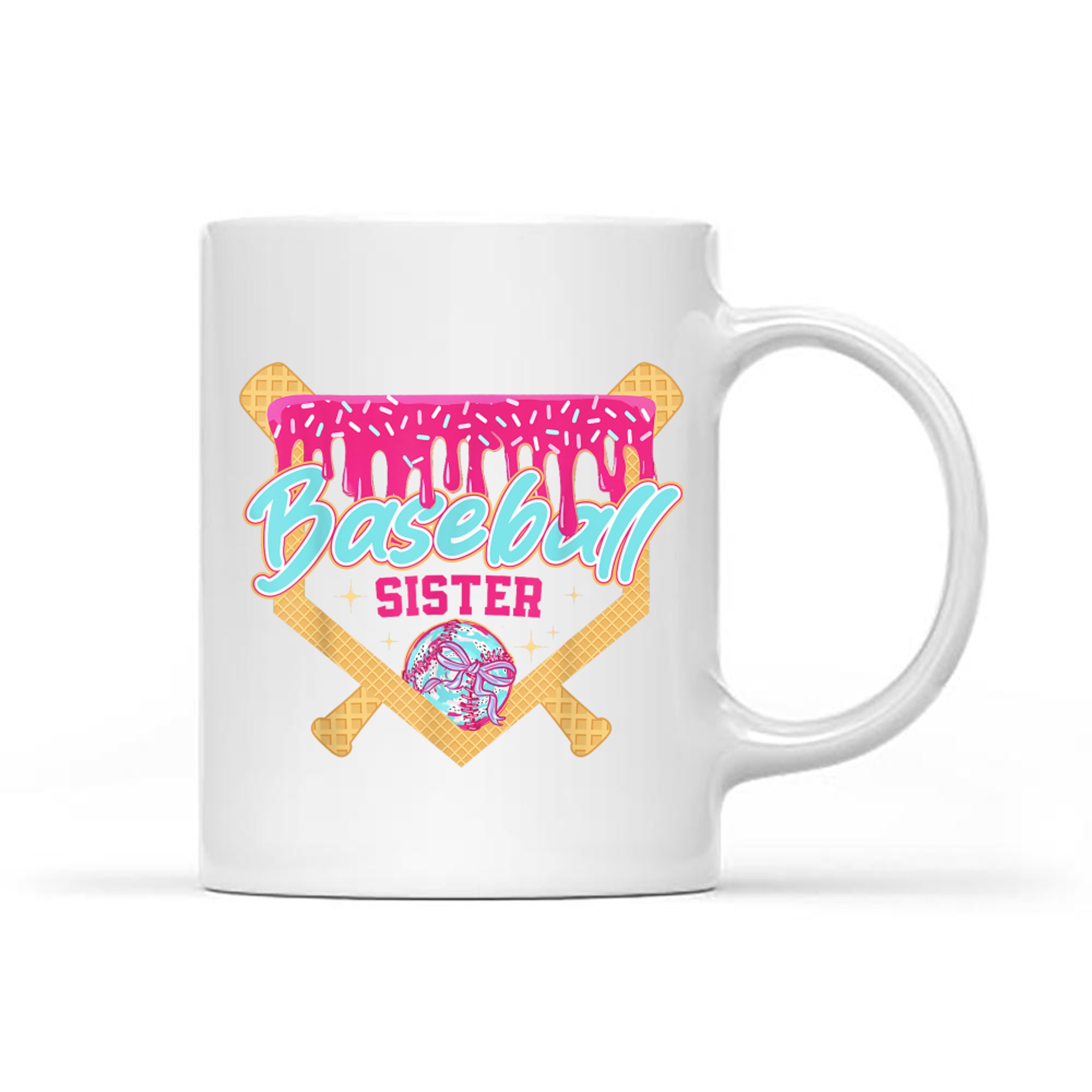 Baseball Sister Drip Ice Cream Baseball Game Day Cute  Sports Aesthetic Mug