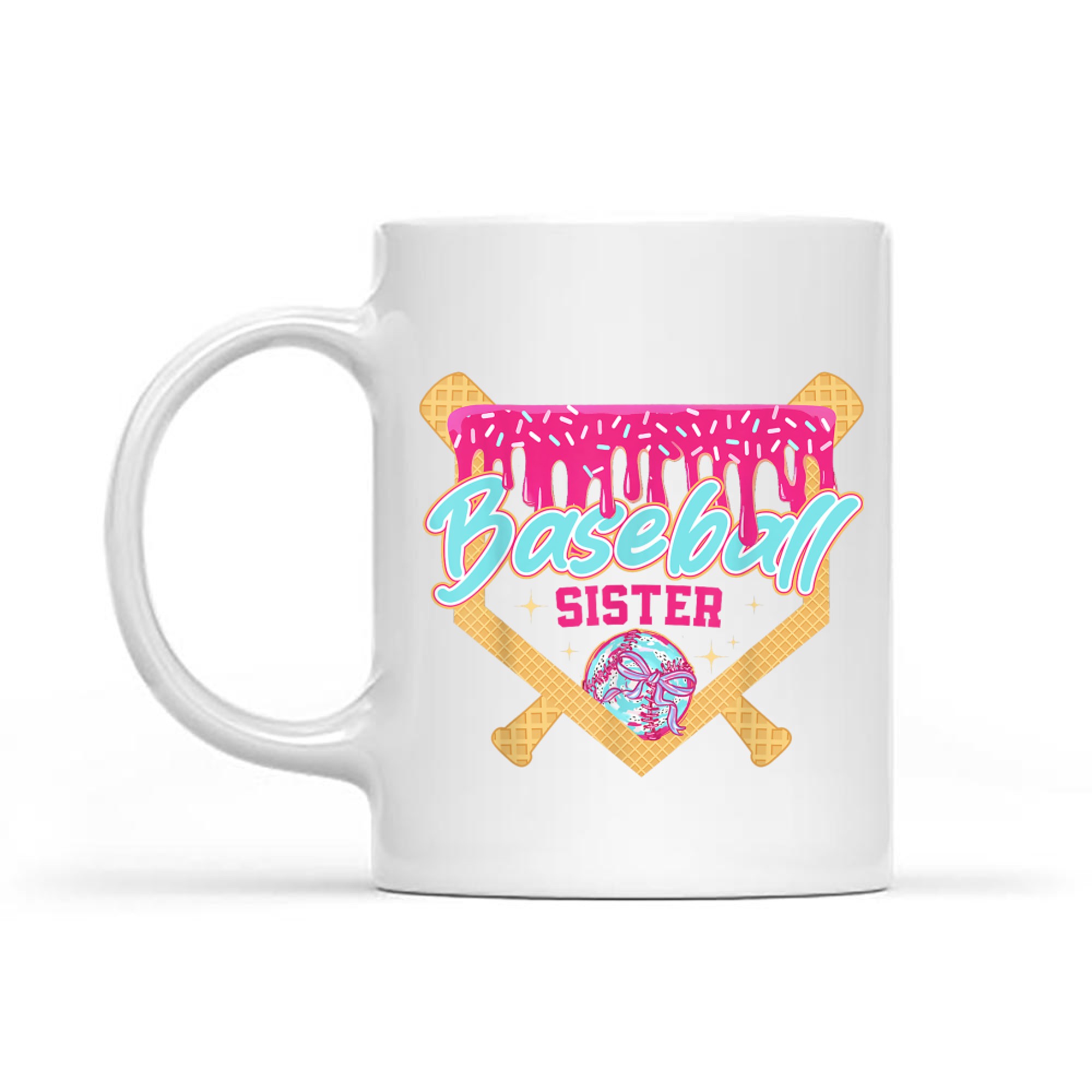Baseball Sister Drip Ice Cream Baseball Game Day Cute  Sports Aesthetic Mug