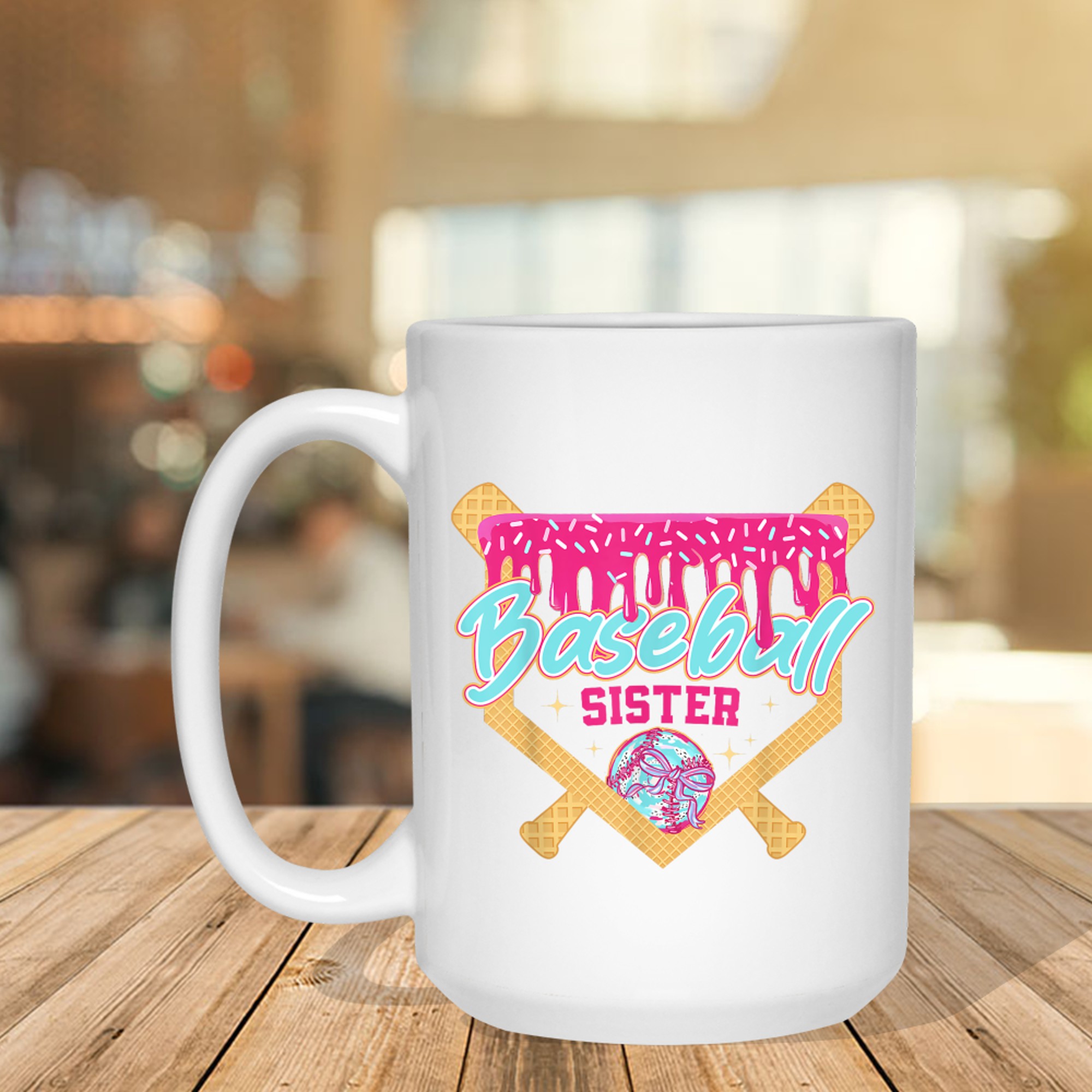 Baseball Sister Drip Ice Cream Baseball Game Day Cute  Sports Aesthetic Mug