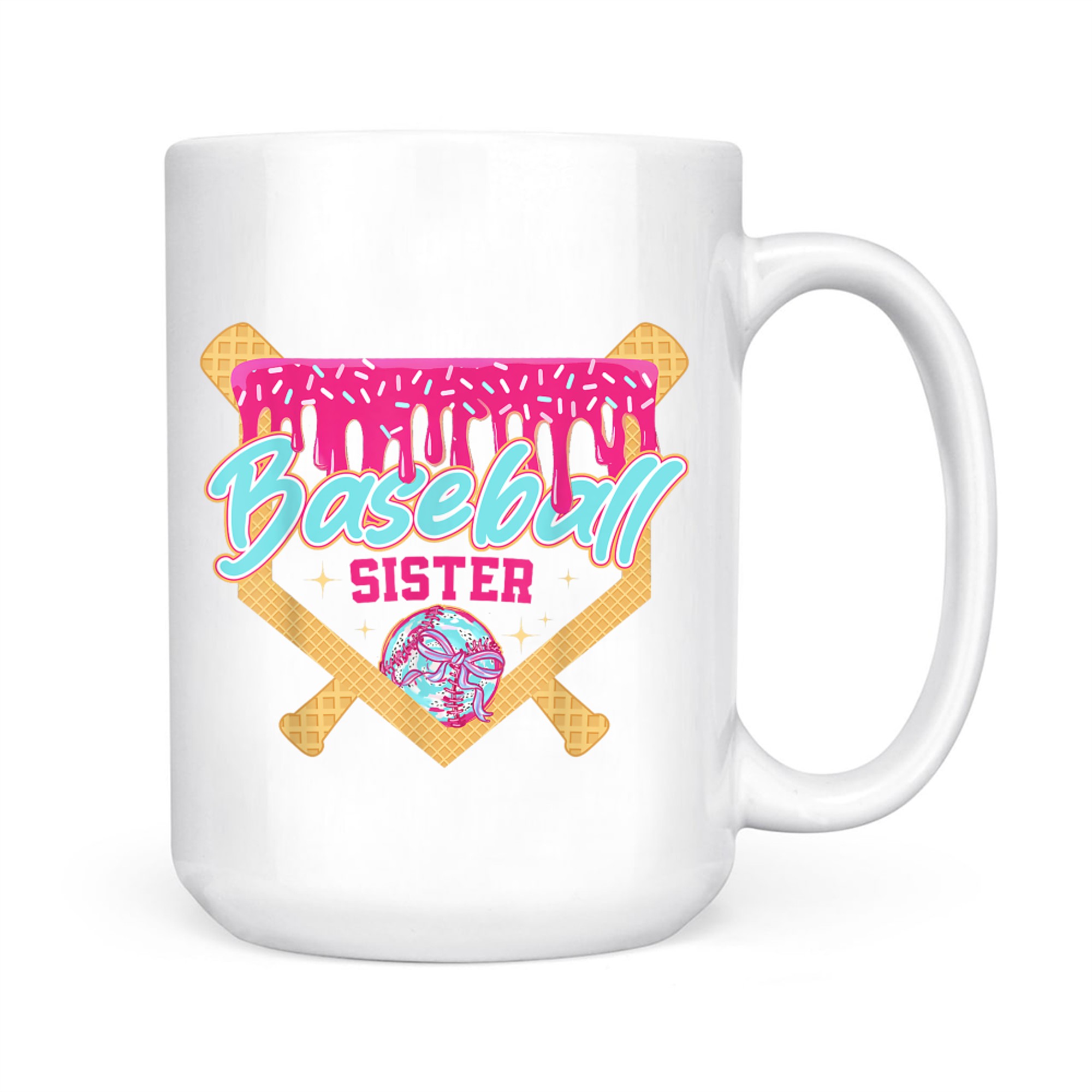 Baseball Sister Drip Ice Cream Baseball Game Day Cute  Sports Aesthetic Mug