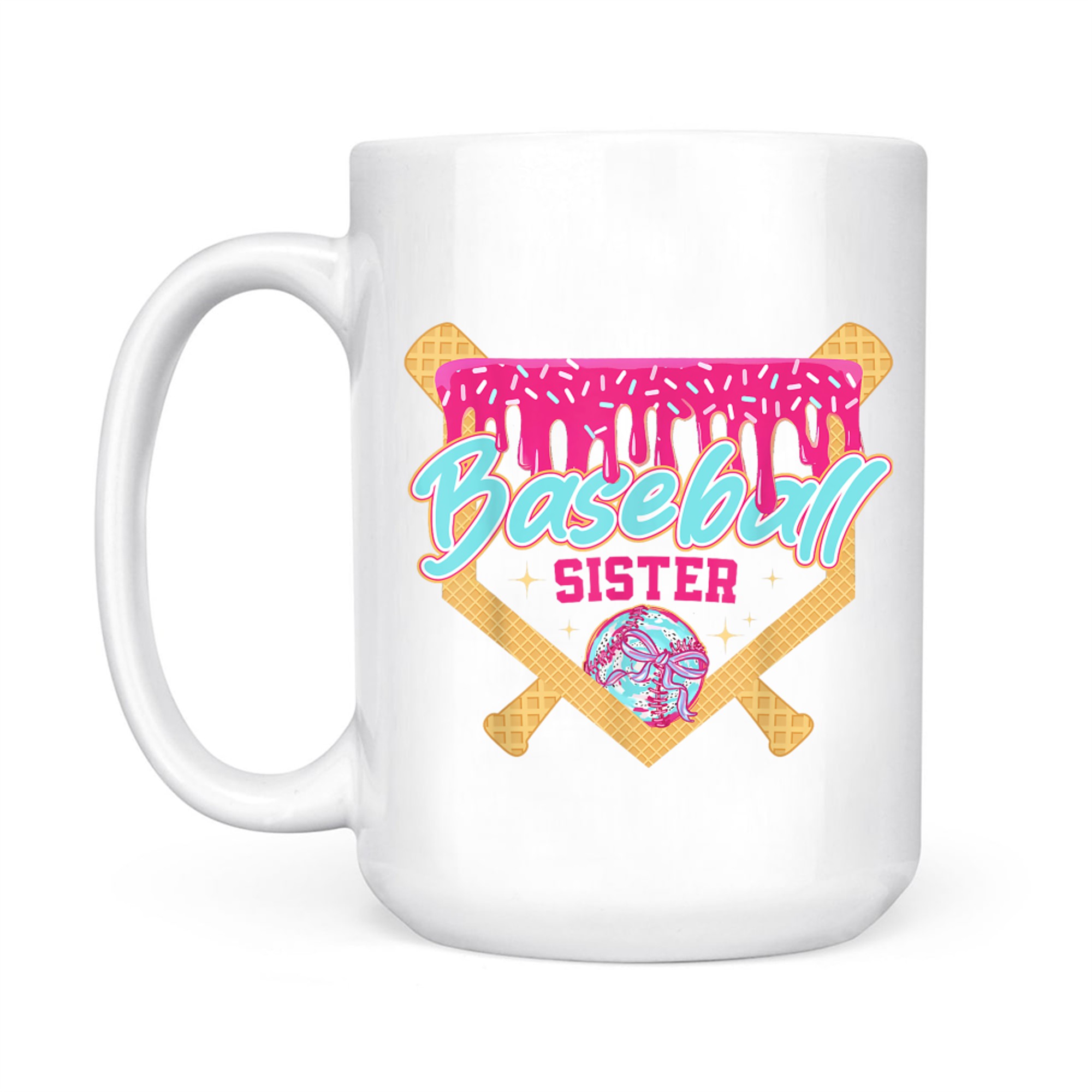 Baseball Sister Drip Ice Cream Baseball Game Day Cute  Sports Aesthetic Mug