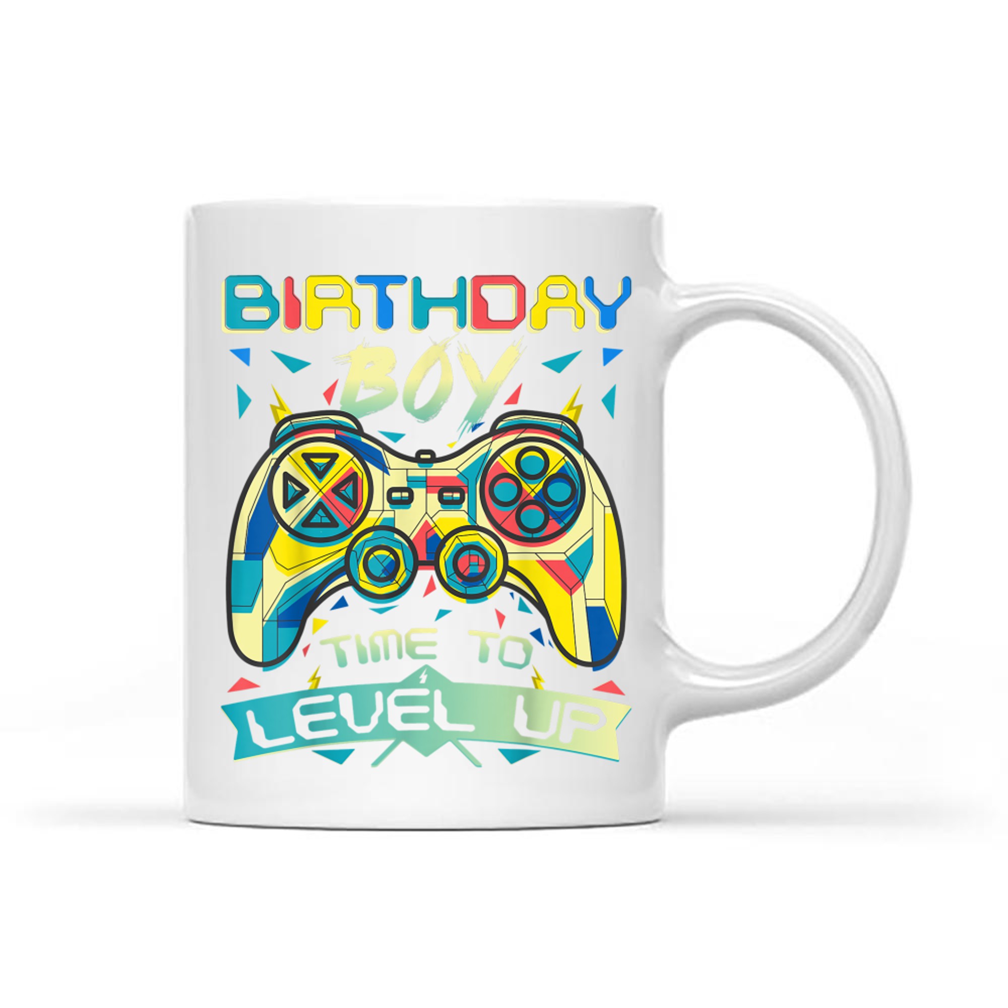 Birthday Boy Time to Level Up Colorful Gamer Birthday Boy Design Game Controller Mug