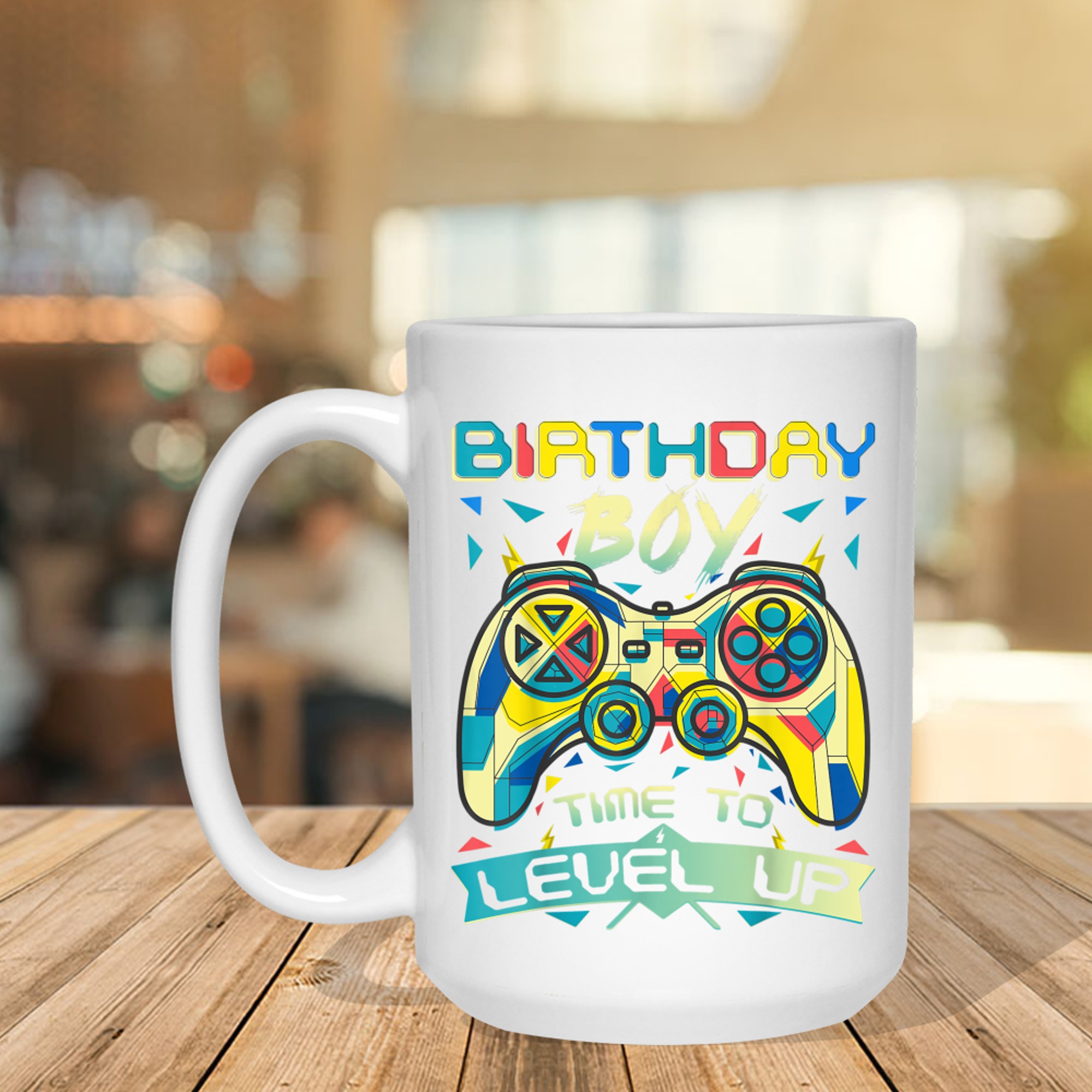 Birthday Boy Time to Level Up Colorful Gamer Birthday Boy Design Game Controller Mug