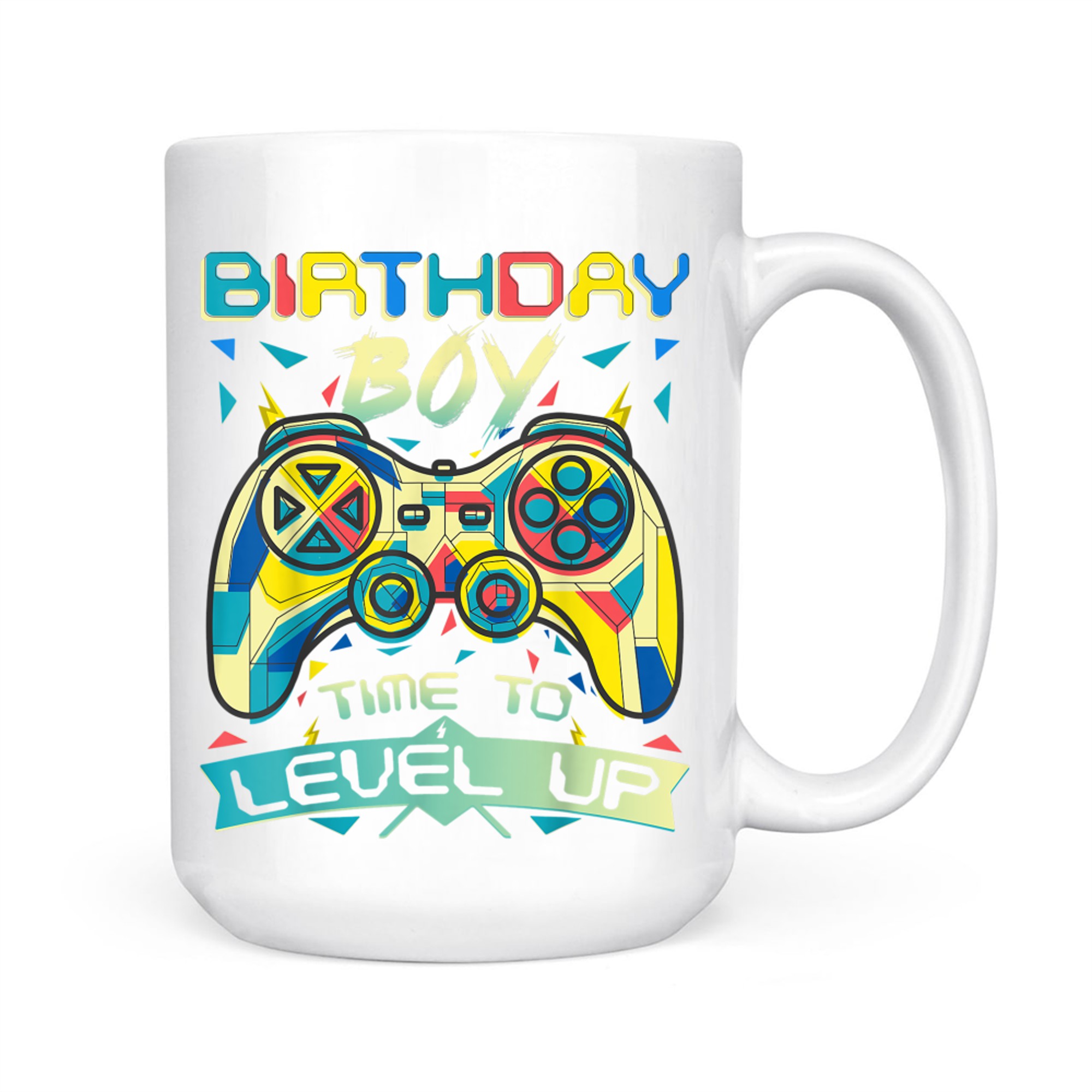 Birthday Boy Time to Level Up Colorful Gamer Birthday Boy Design Game Controller Mug