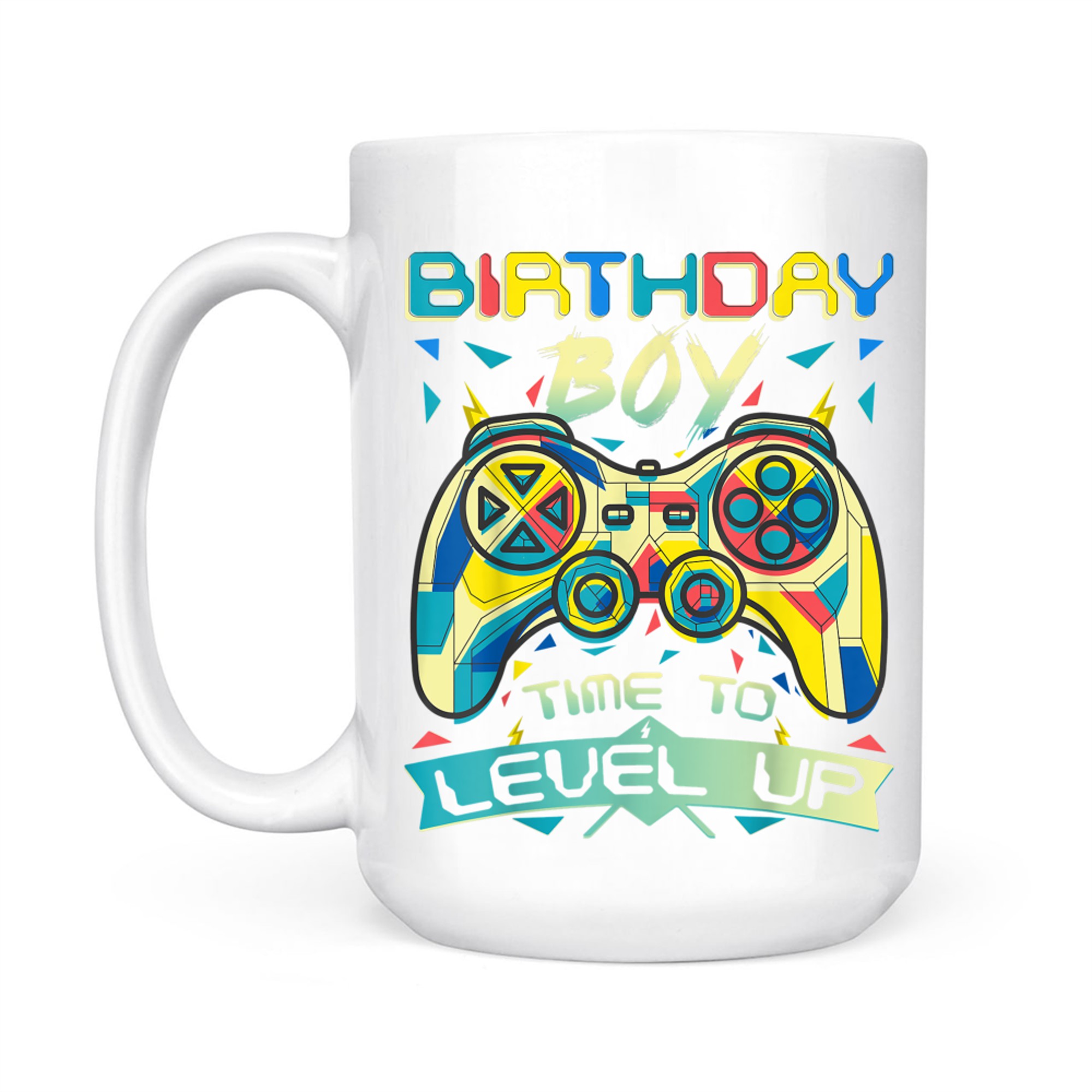 Birthday Boy Time to Level Up Colorful Gamer Birthday Boy Design Game Controller Mug