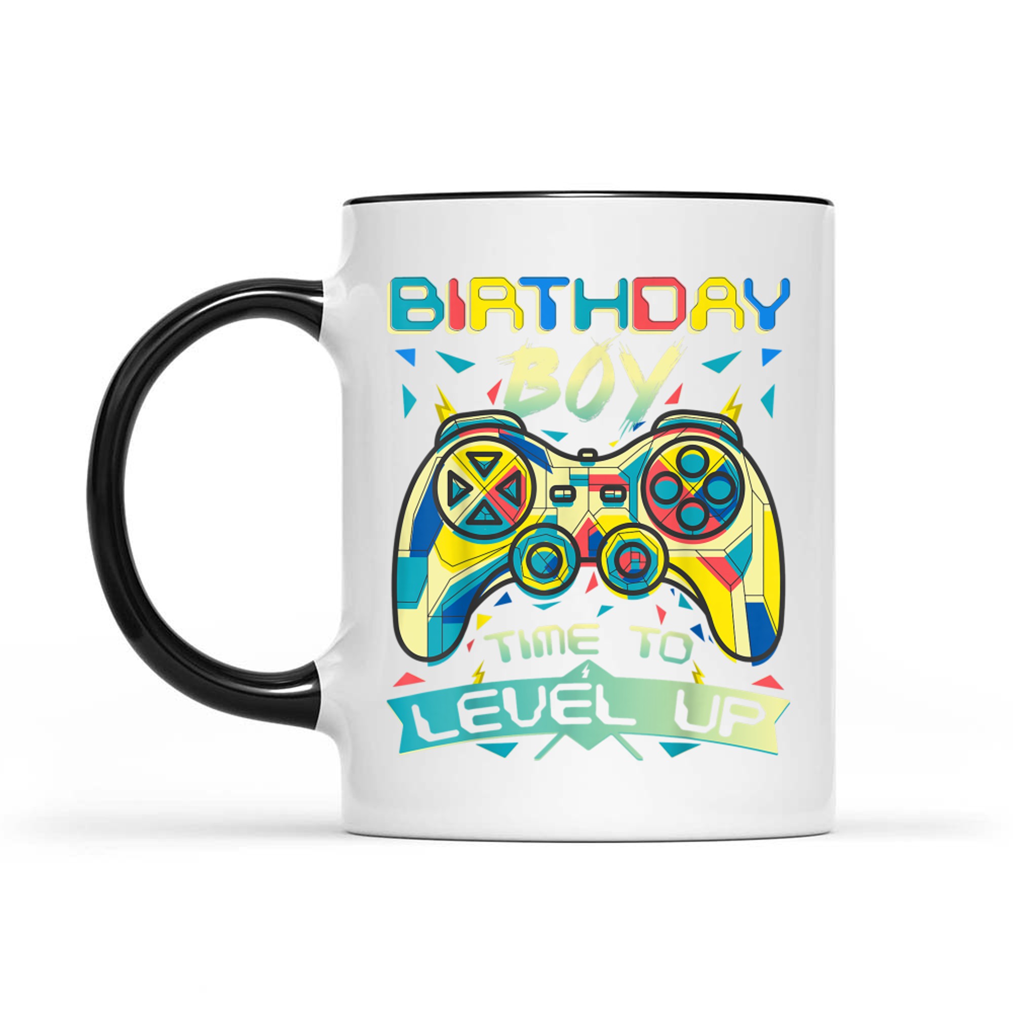 Birthday Boy Time to Level Up Colorful Gamer Birthday Boy Design Game Controller Mug