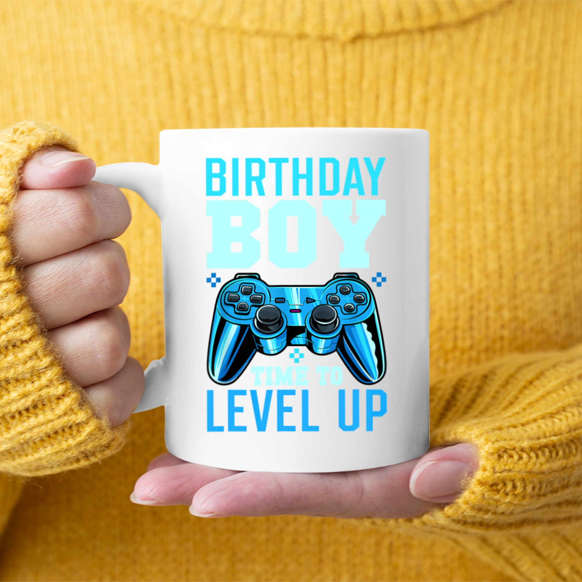 Birthday Boy Time to Level Up Video Game Blue Gamepad Birthday Mug
