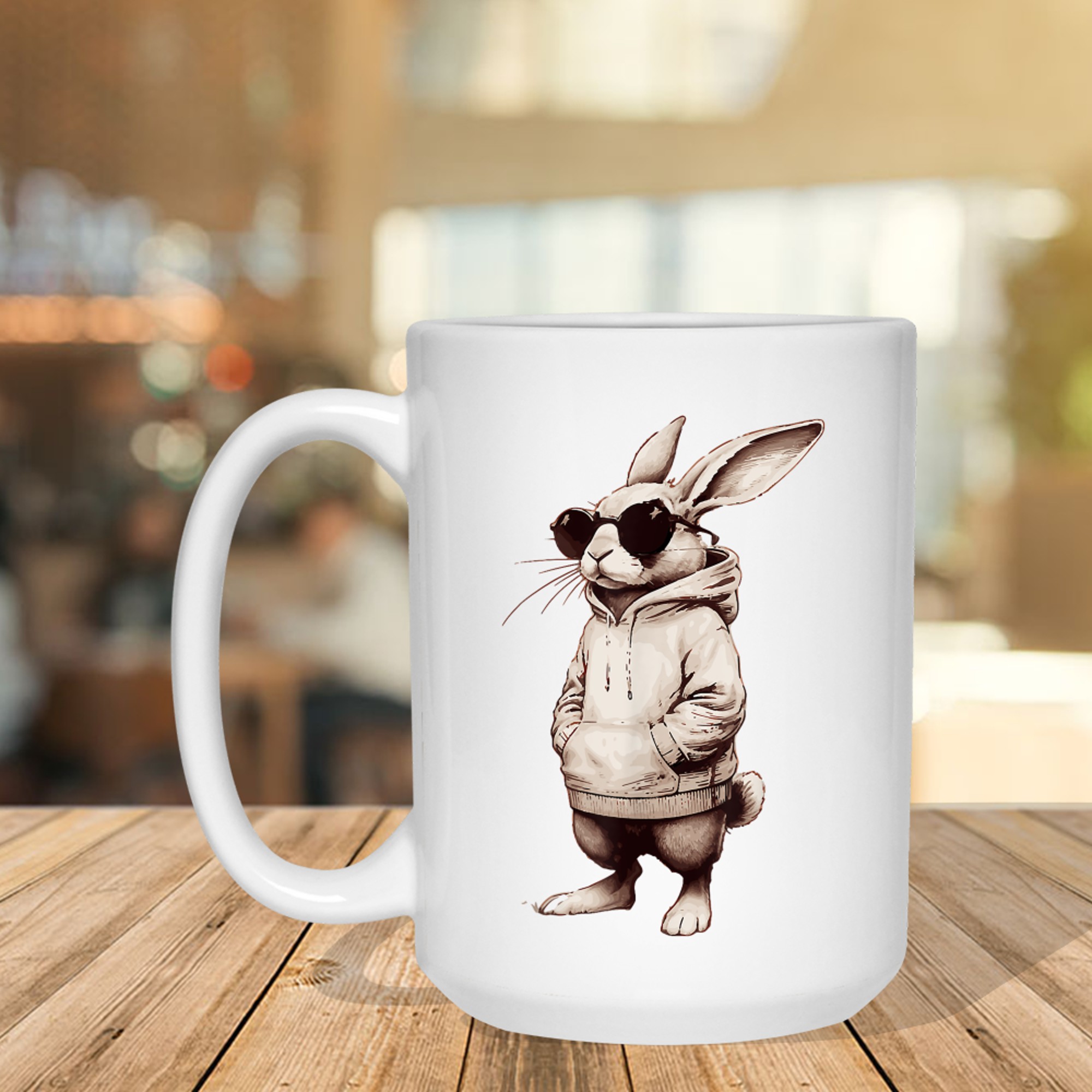 Bunny Face With Sunglasses Easter Day Mug