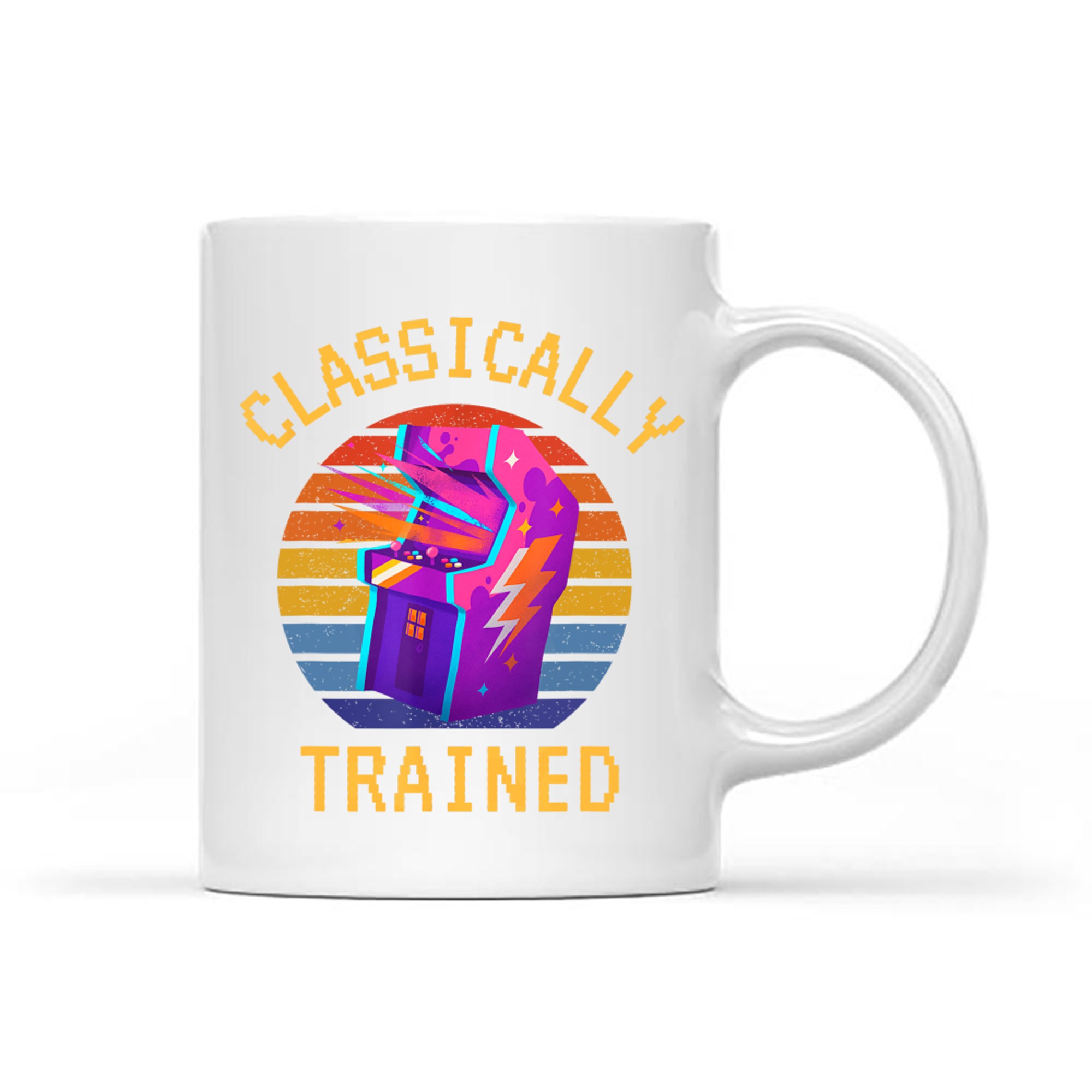 Classically Trained Gamer Dad 80s Retro 8-bit Arcade Machine Mug