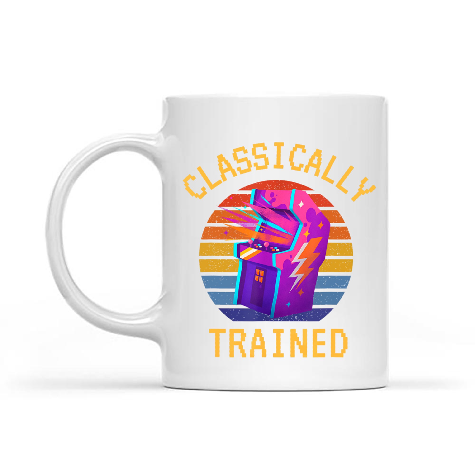 Classically Trained Gamer Dad 80s Retro 8-bit Arcade Machine Mug
