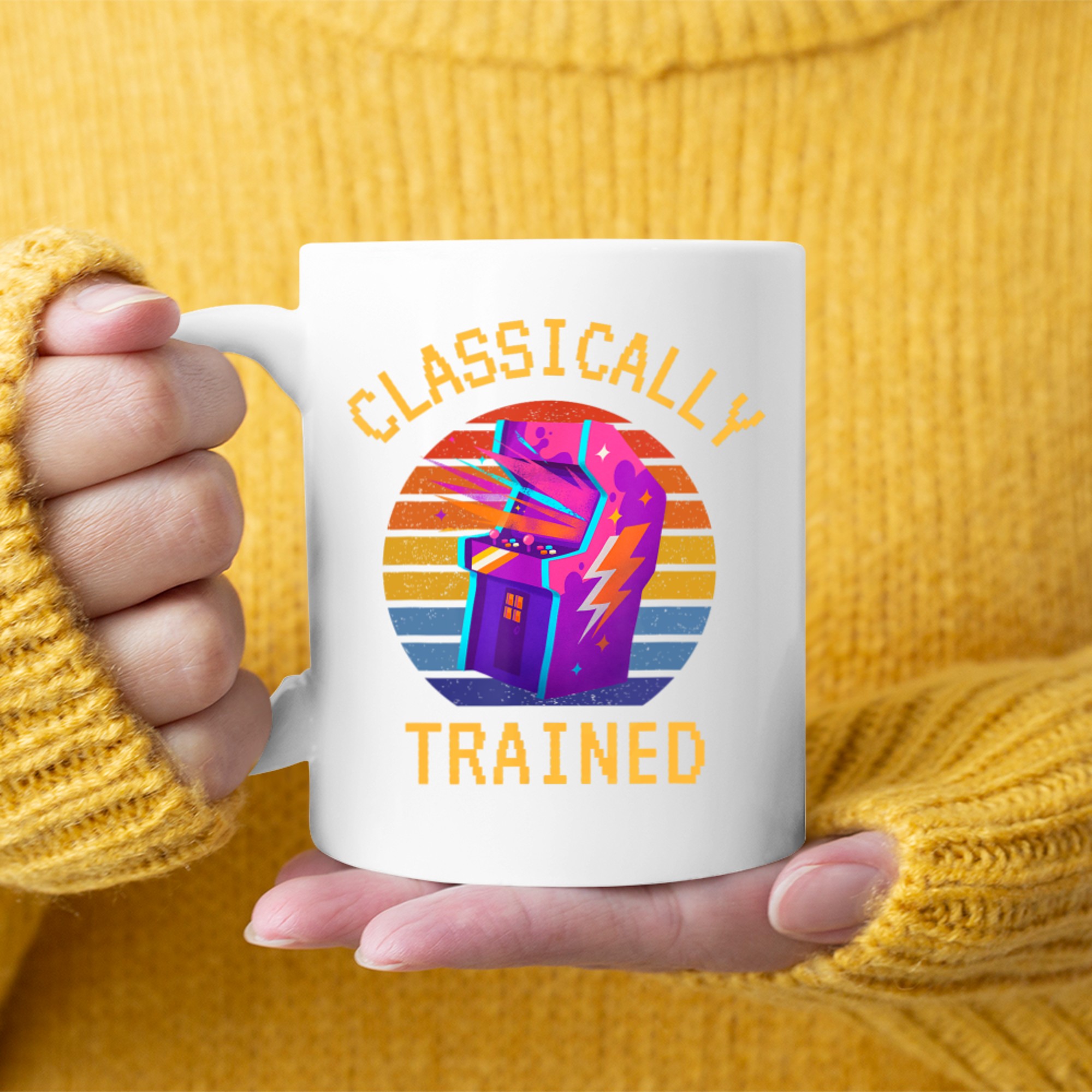 Classically Trained Gamer Dad 80s Retro 8-bit Arcade Machine Mug