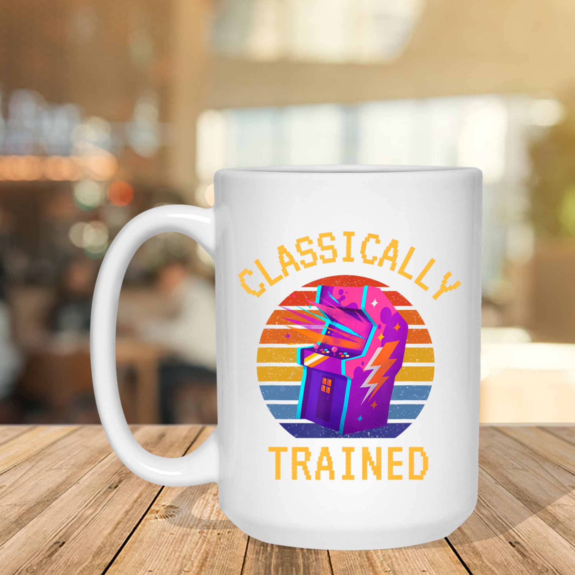Classically Trained Gamer Dad 80s Retro 8-bit Arcade Machine Mug