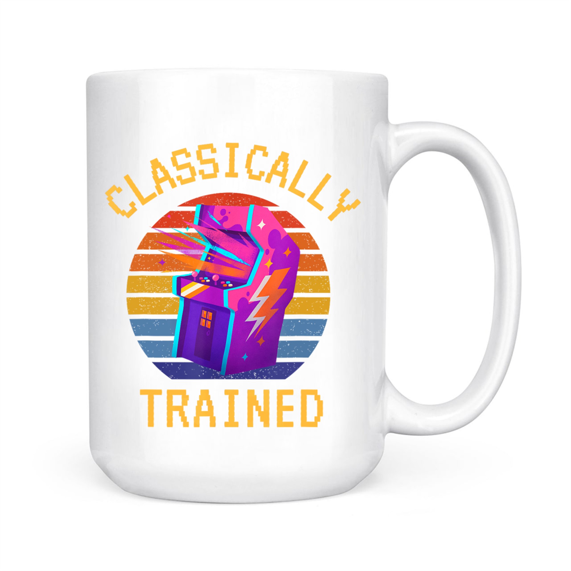Classically Trained Gamer Dad 80s Retro 8-bit Arcade Machine Mug