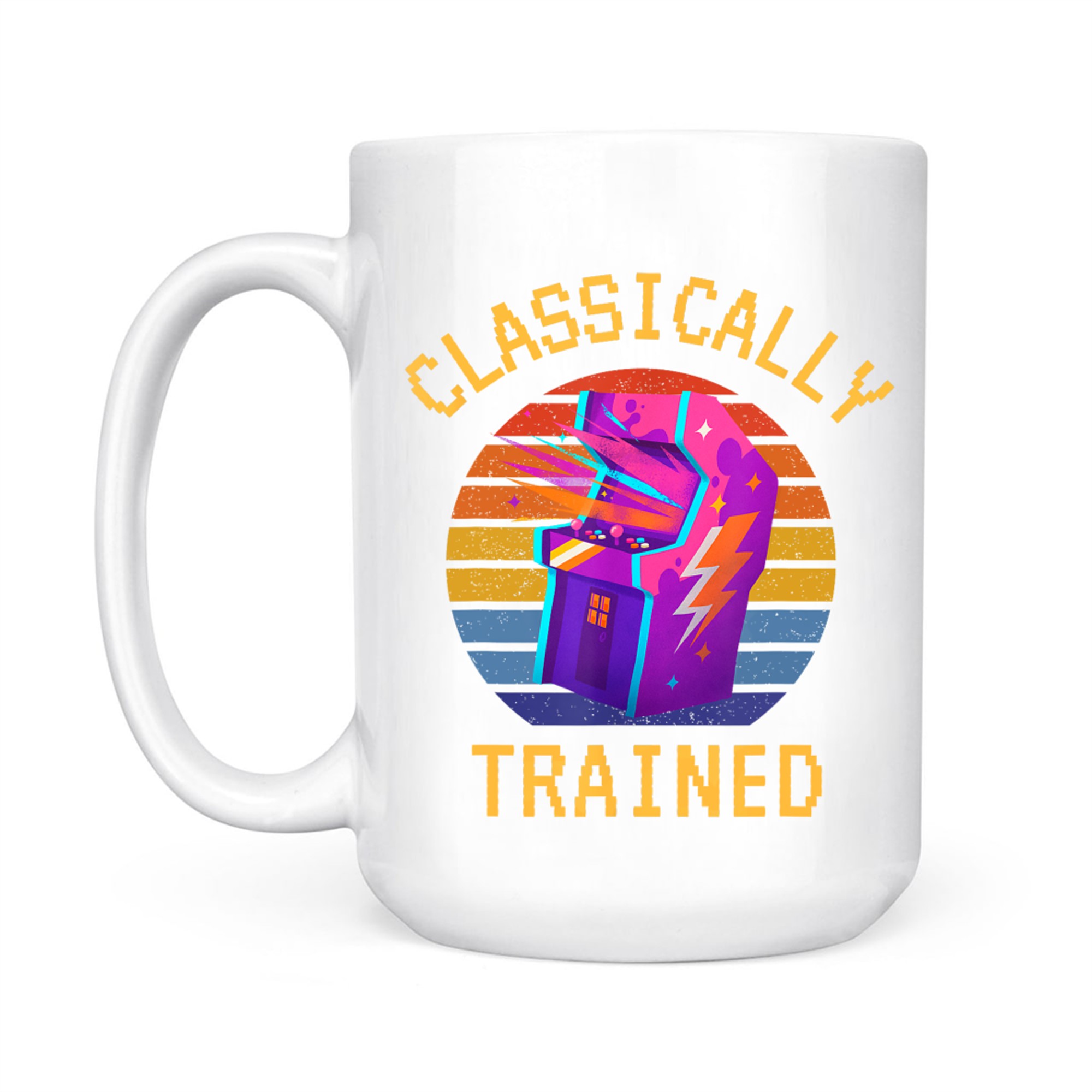 Classically Trained Gamer Dad 80s Retro 8-bit Arcade Machine Mug