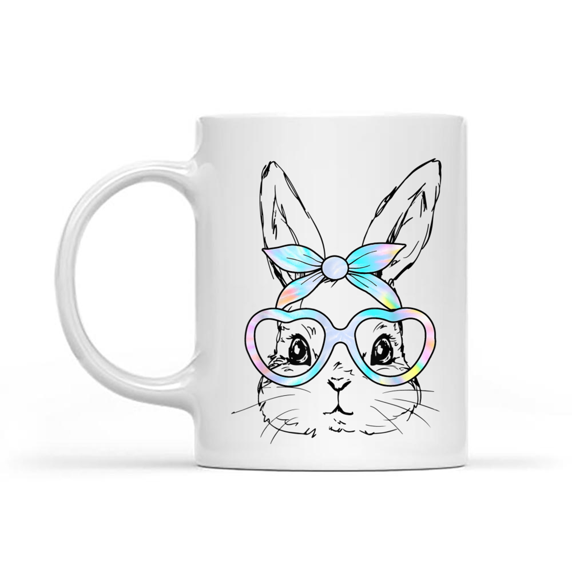 Cute Bunny Rabbit Face Tie Dye Glasses Girl Happy Easter Day Mug