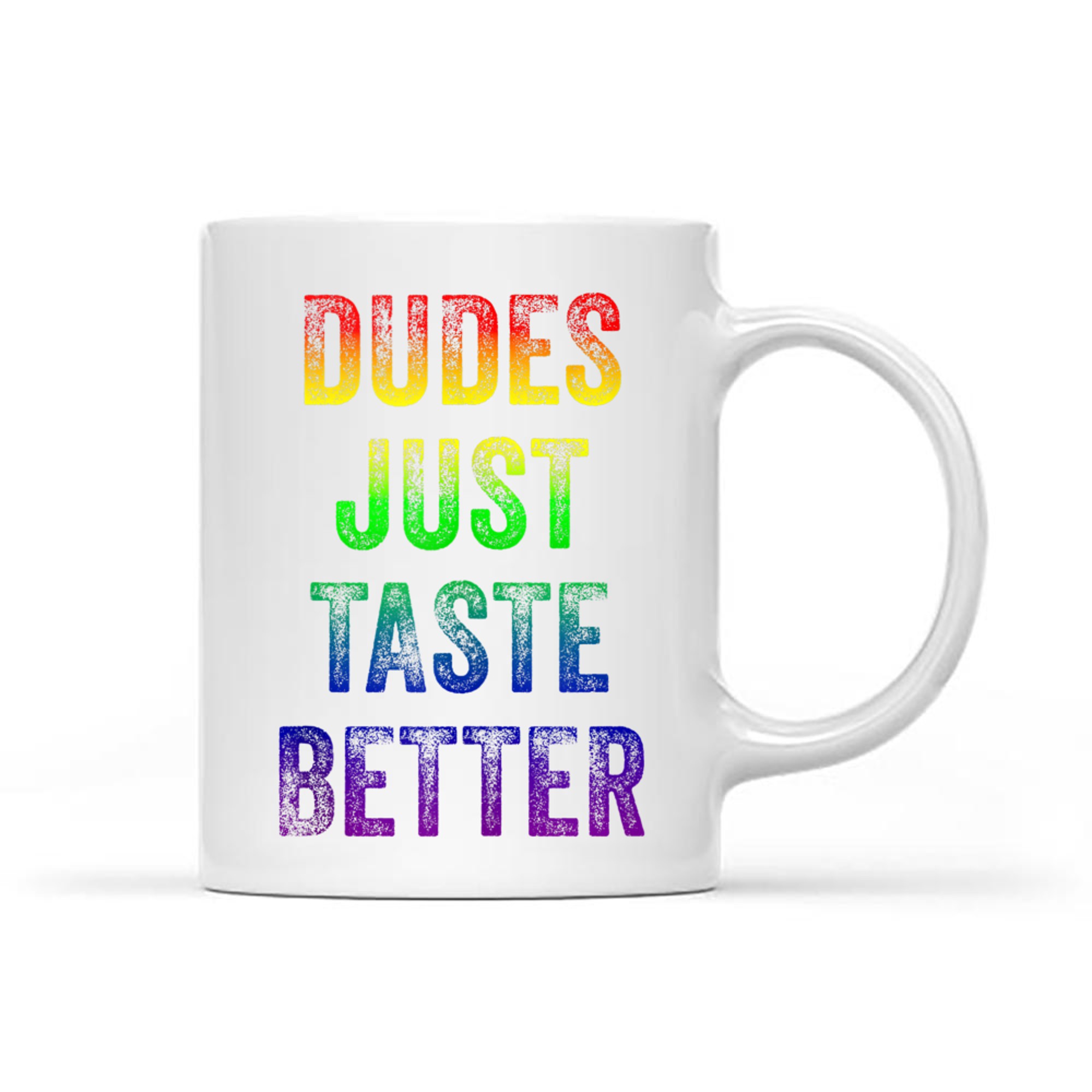 Distressed Text Funny Gay Pride Dudes Just Taste Better Mug
