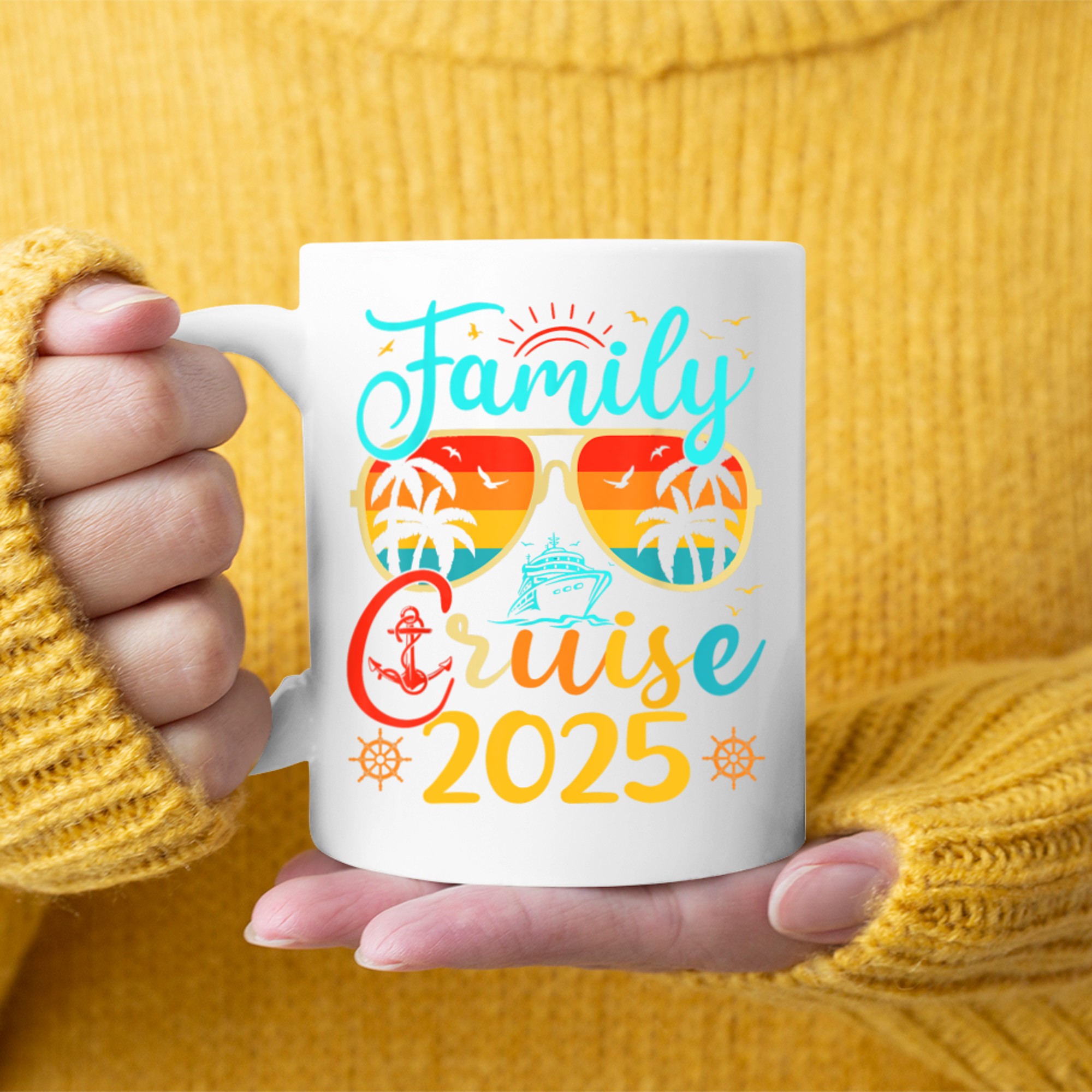 Family Cruise Summer Vacation Matching Glasses Palms Mug