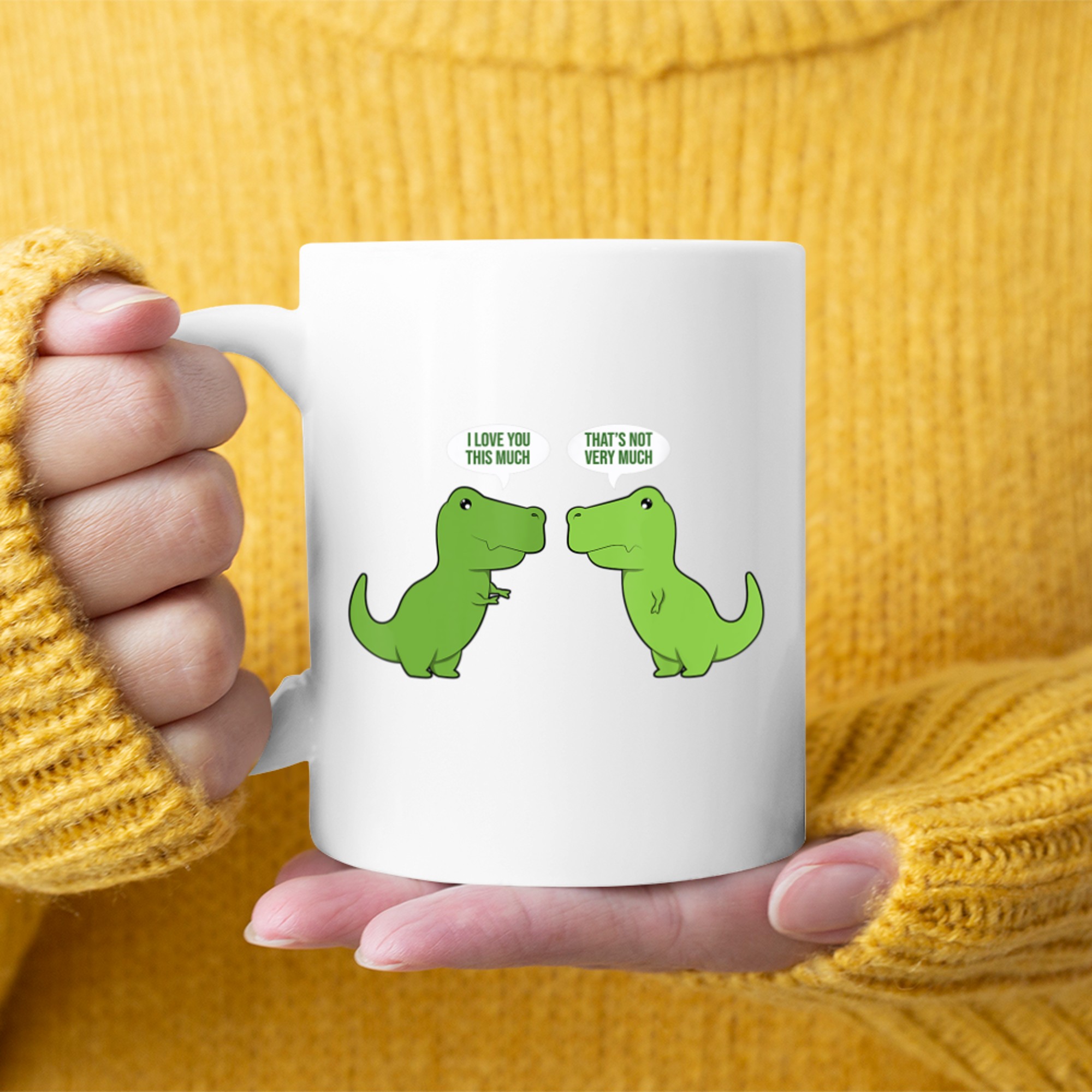 Funny Cute T-Rex Dinosaur Funny Text Humour Happy Mug
