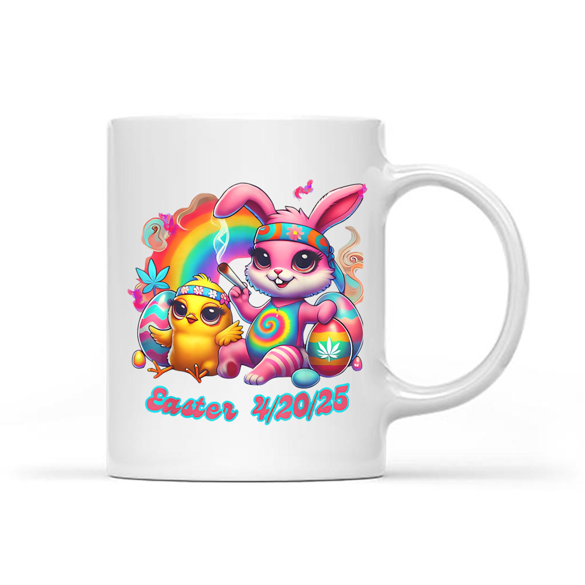Funny Happy Easter Bunny Chick Smoking Weed Mug