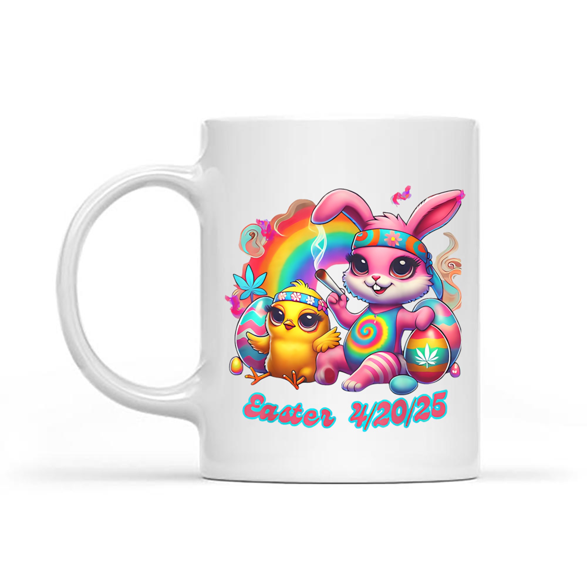 Funny Happy Easter Bunny Chick Smoking Weed Mug