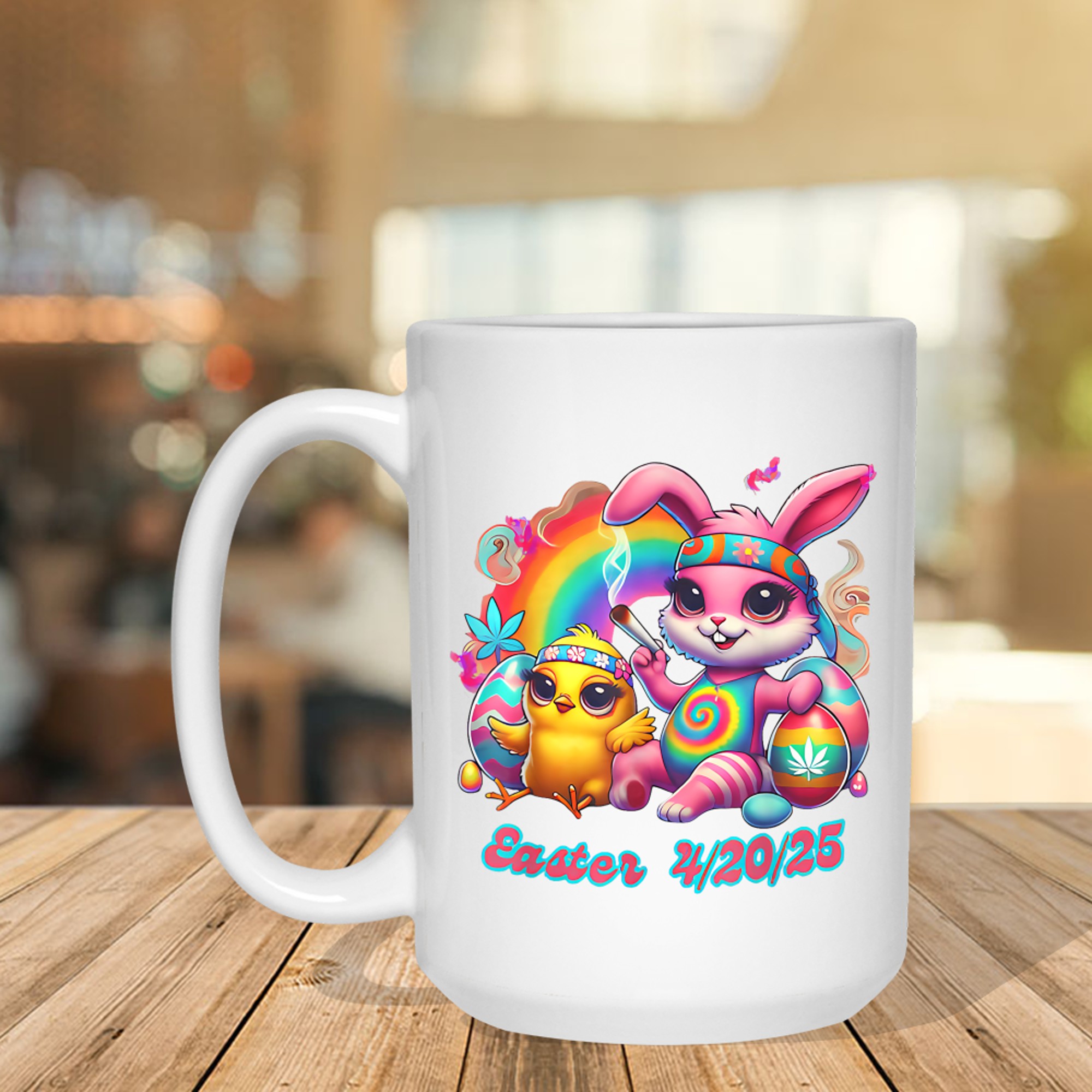 Funny Happy Easter Bunny Chick Smoking Weed Mug