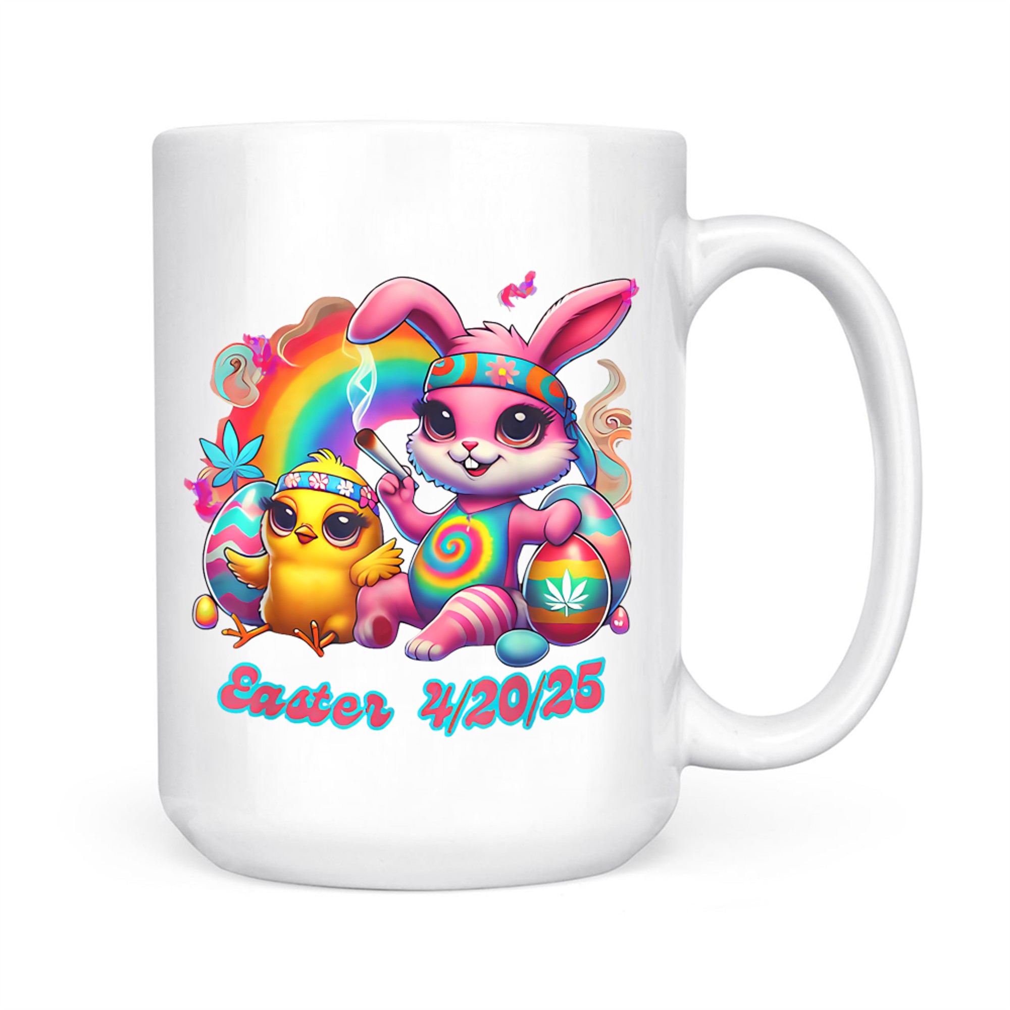 Funny Happy Easter Bunny Chick Smoking Weed Mug
