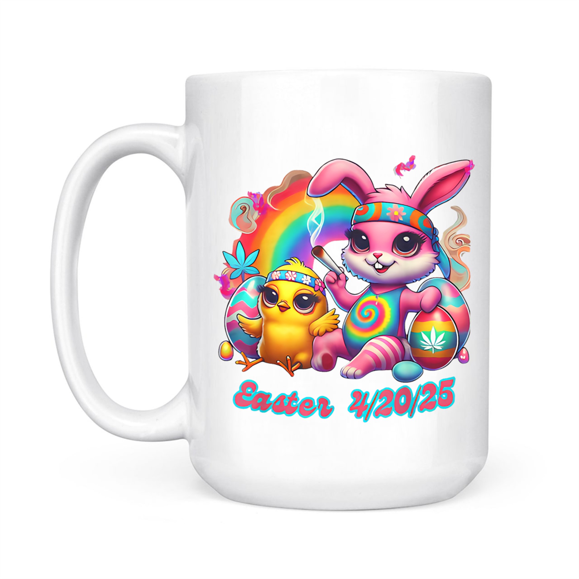 Funny Happy Easter Bunny Chick Smoking Weed Mug
