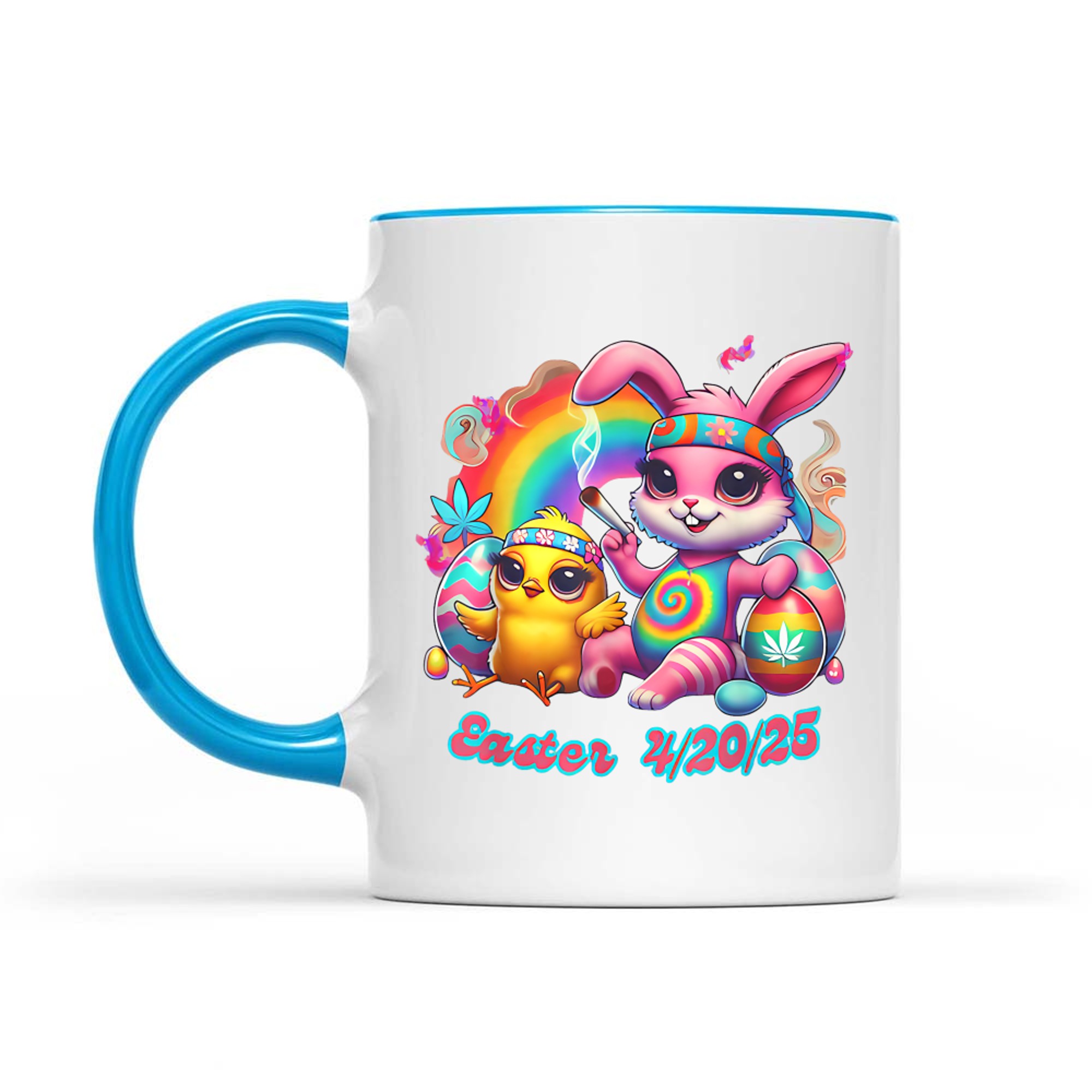 Funny Happy Easter Bunny Chick Smoking Weed Mug