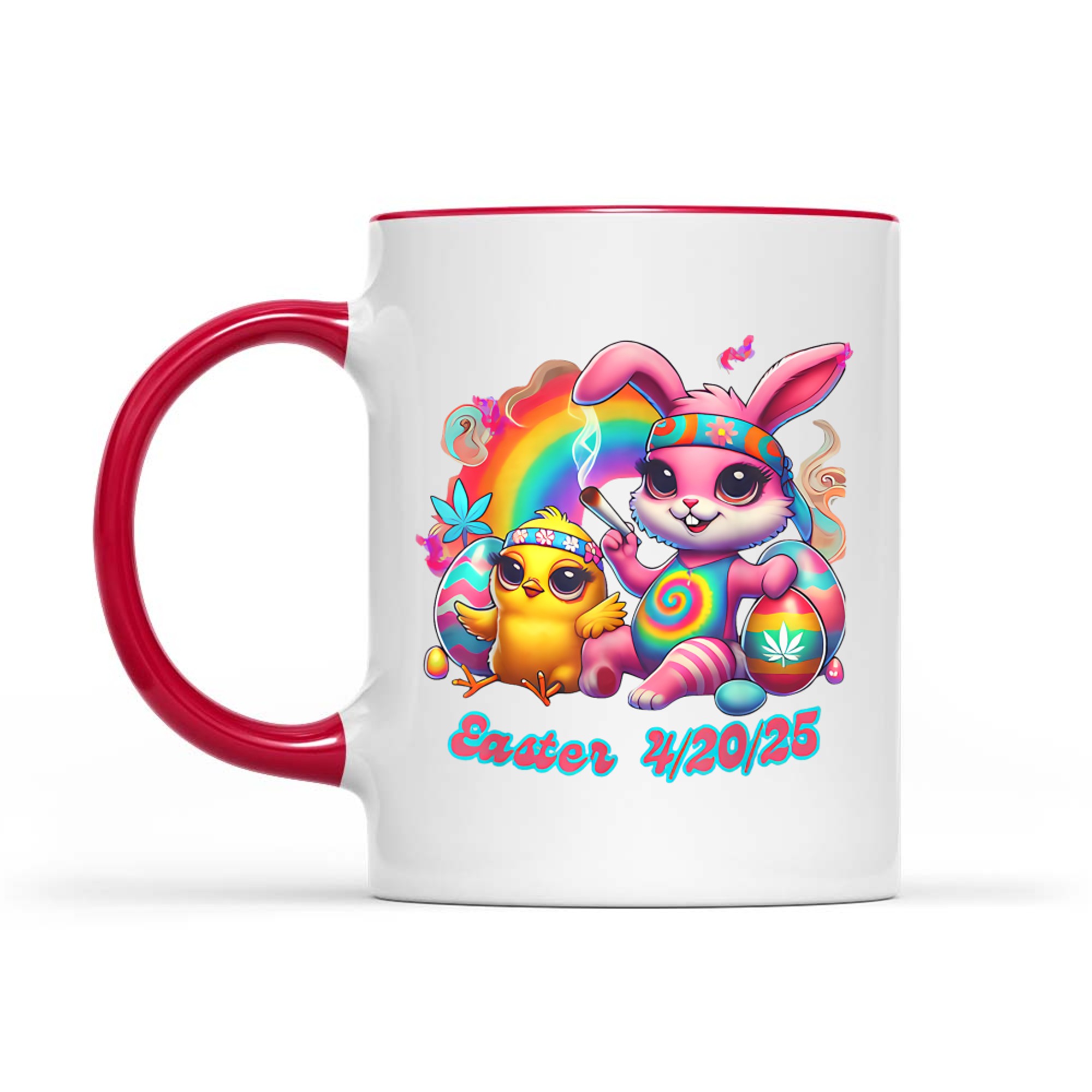 Funny Happy Easter Bunny Chick Smoking Weed Mug