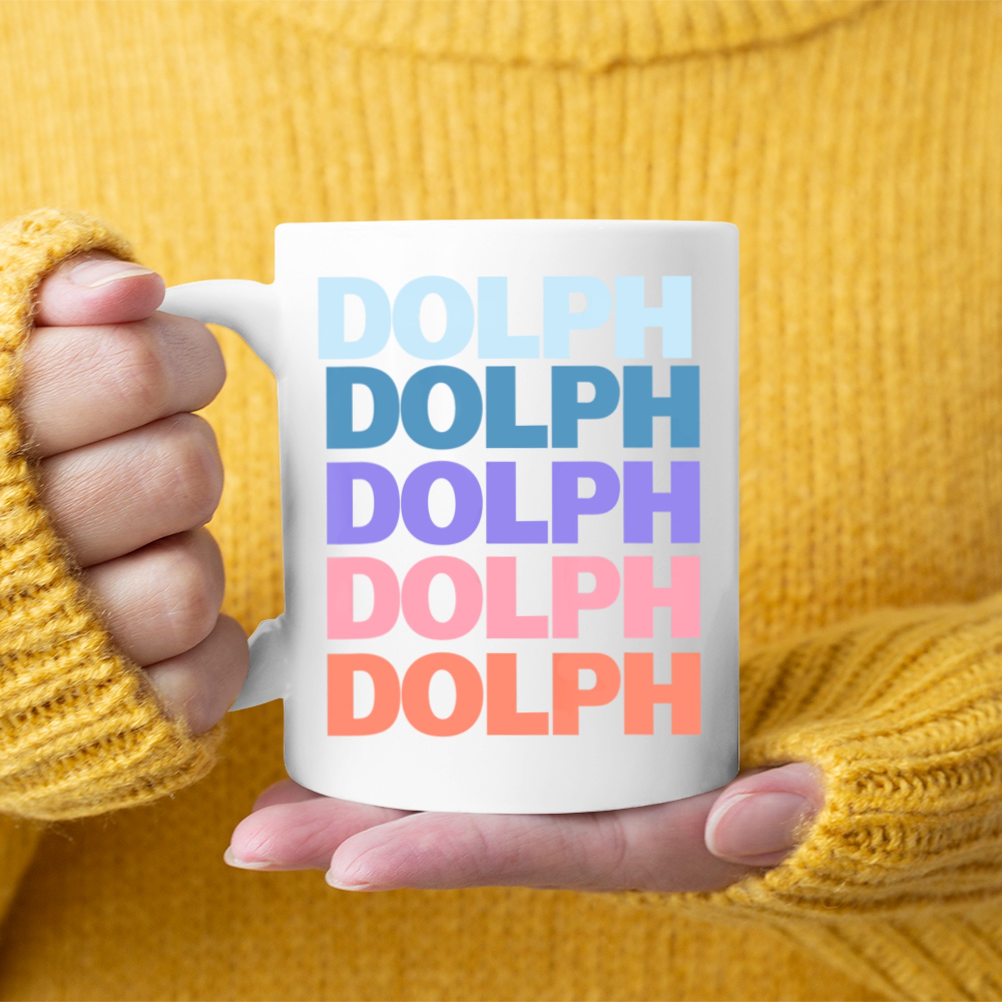 Funny Modern Repeated Text Design Dolph Mug
