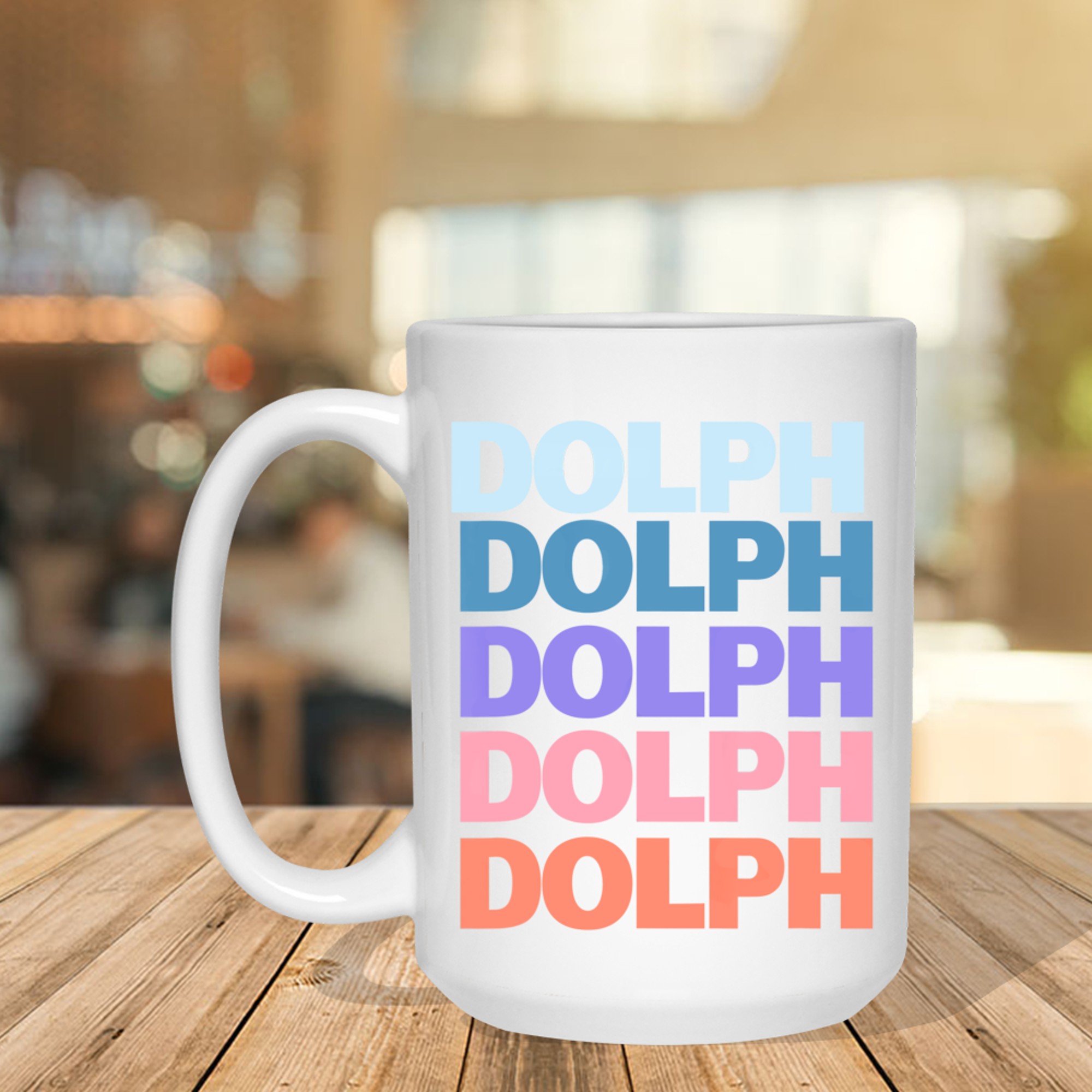 Funny Modern Repeated Text Design Dolph Mug