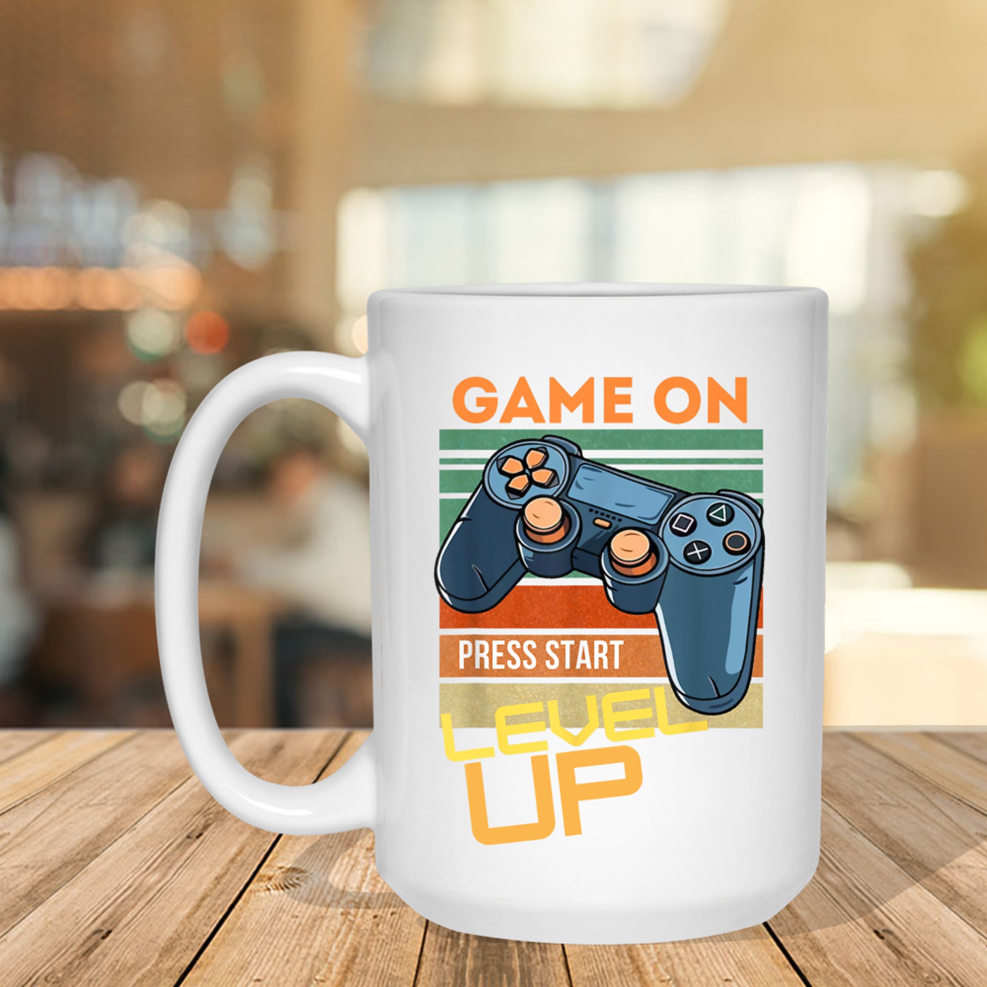 Game On Press Start Level Up Mug