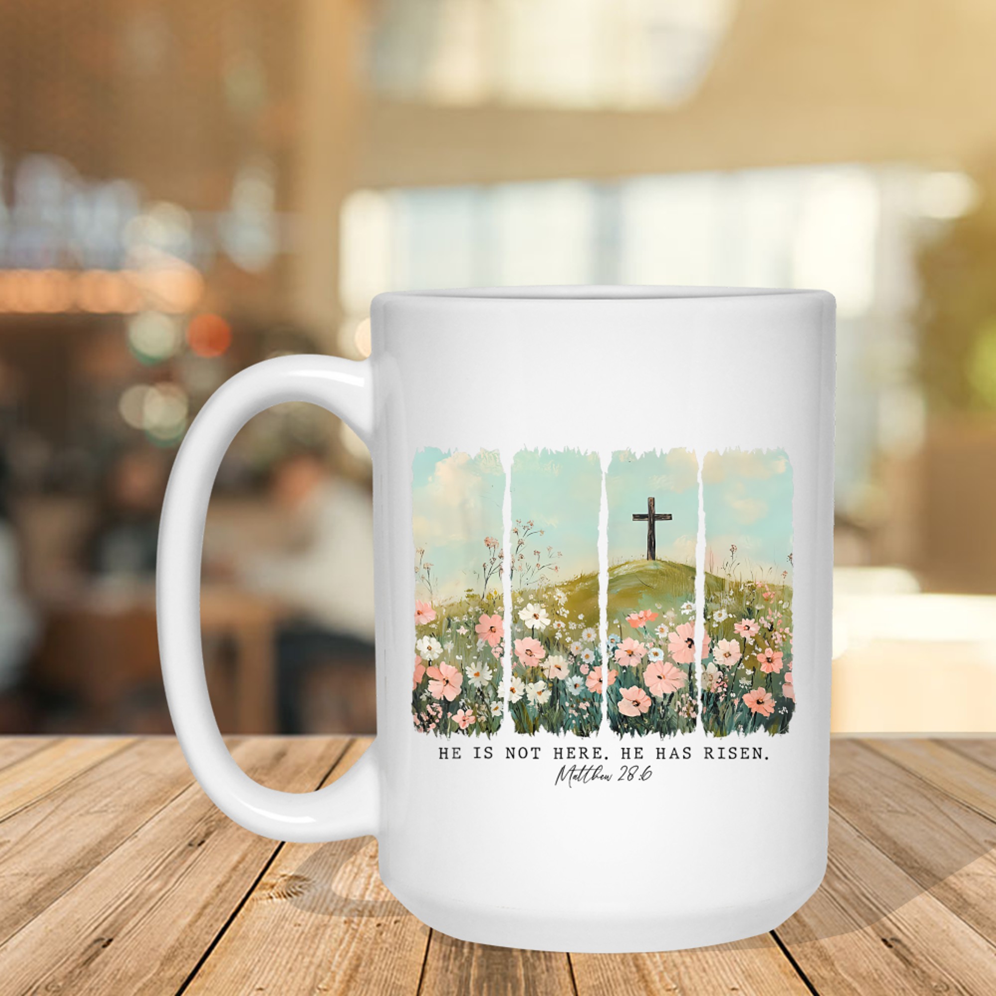 He Is Risen Christian Wildflower Happy Easter Mug