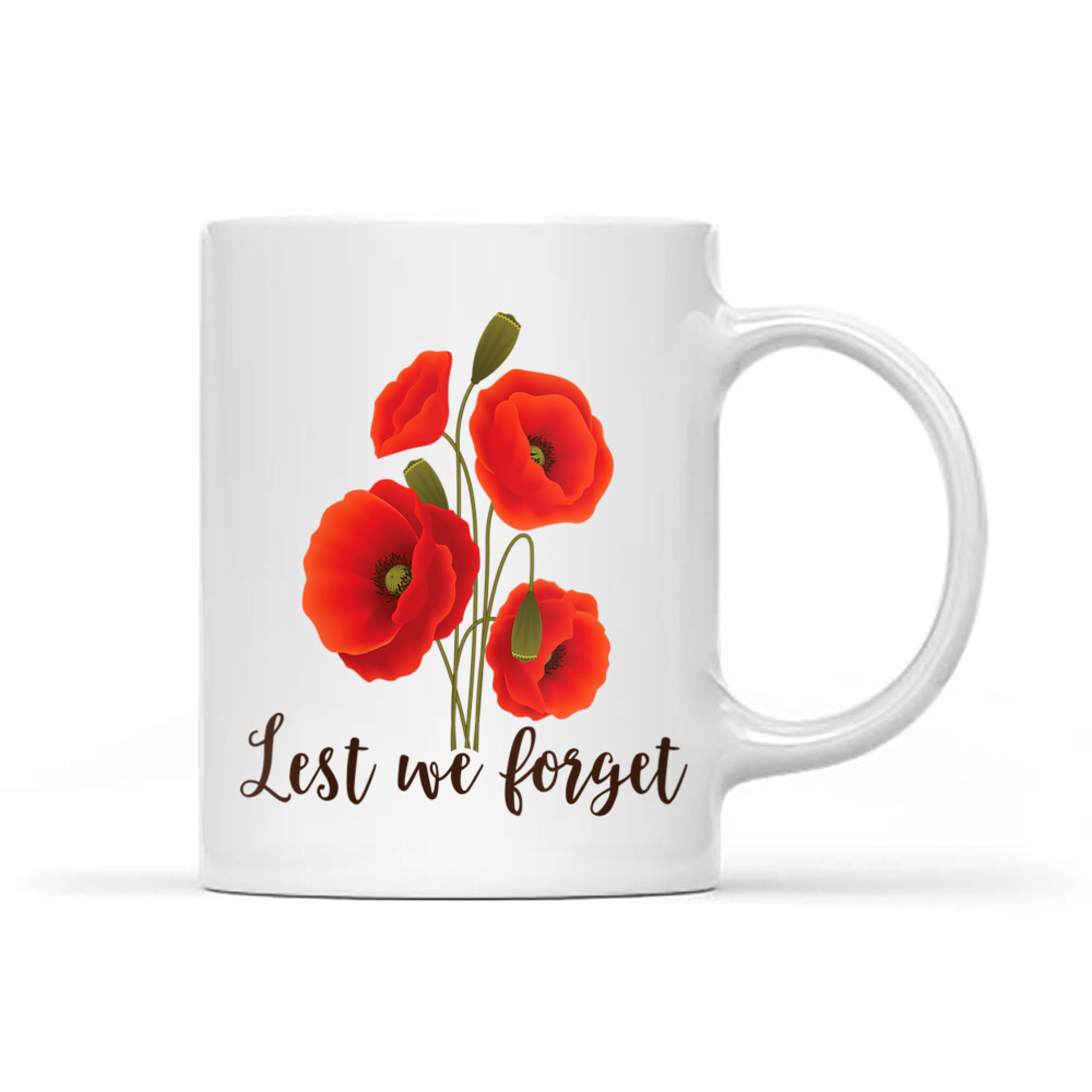 Lest We Forget Poppy Flower Remembrance Day Memorial Tribute Mug