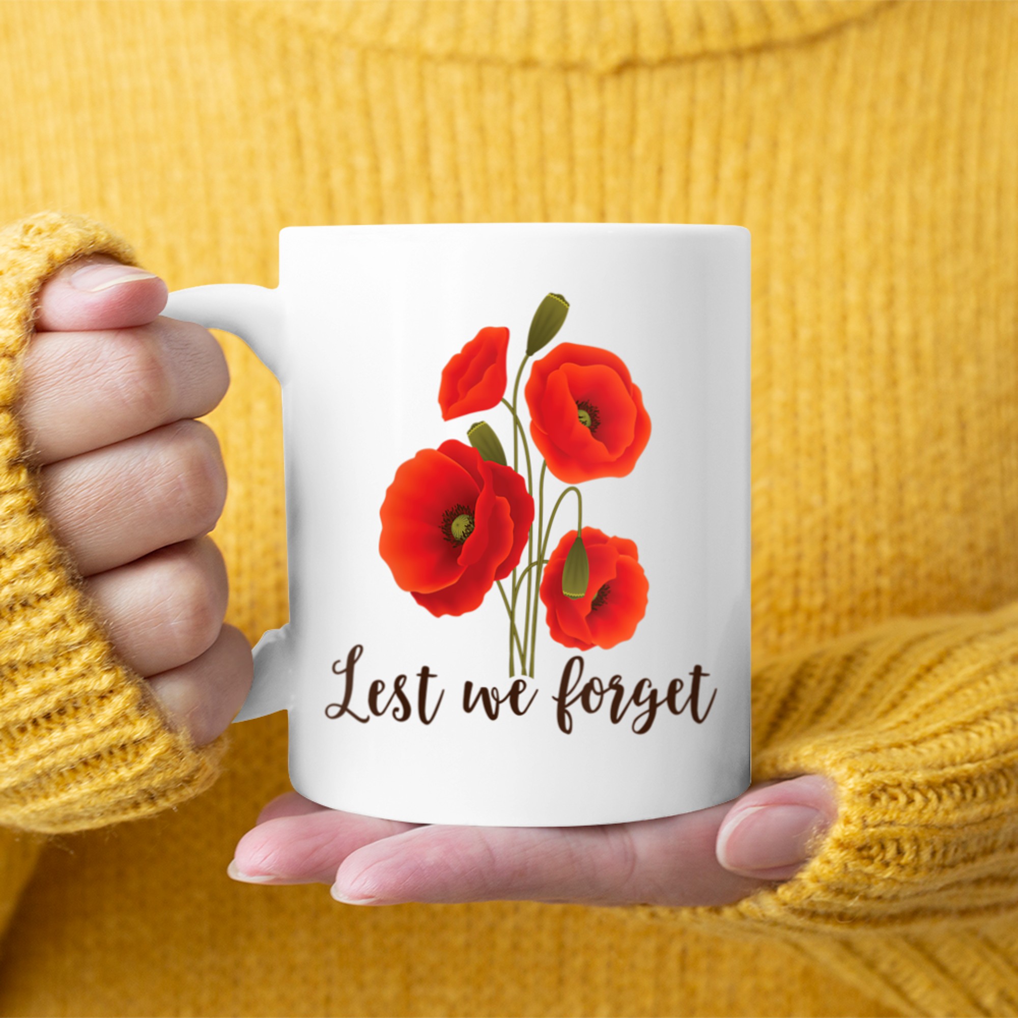 Lest We Forget Poppy Flower Remembrance Day Memorial Tribute Mug